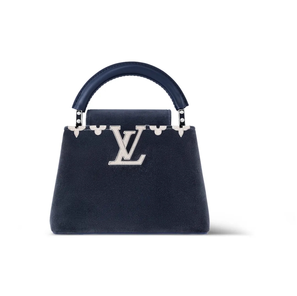 Louis vuittion capucines evening bag  blue velvet ~