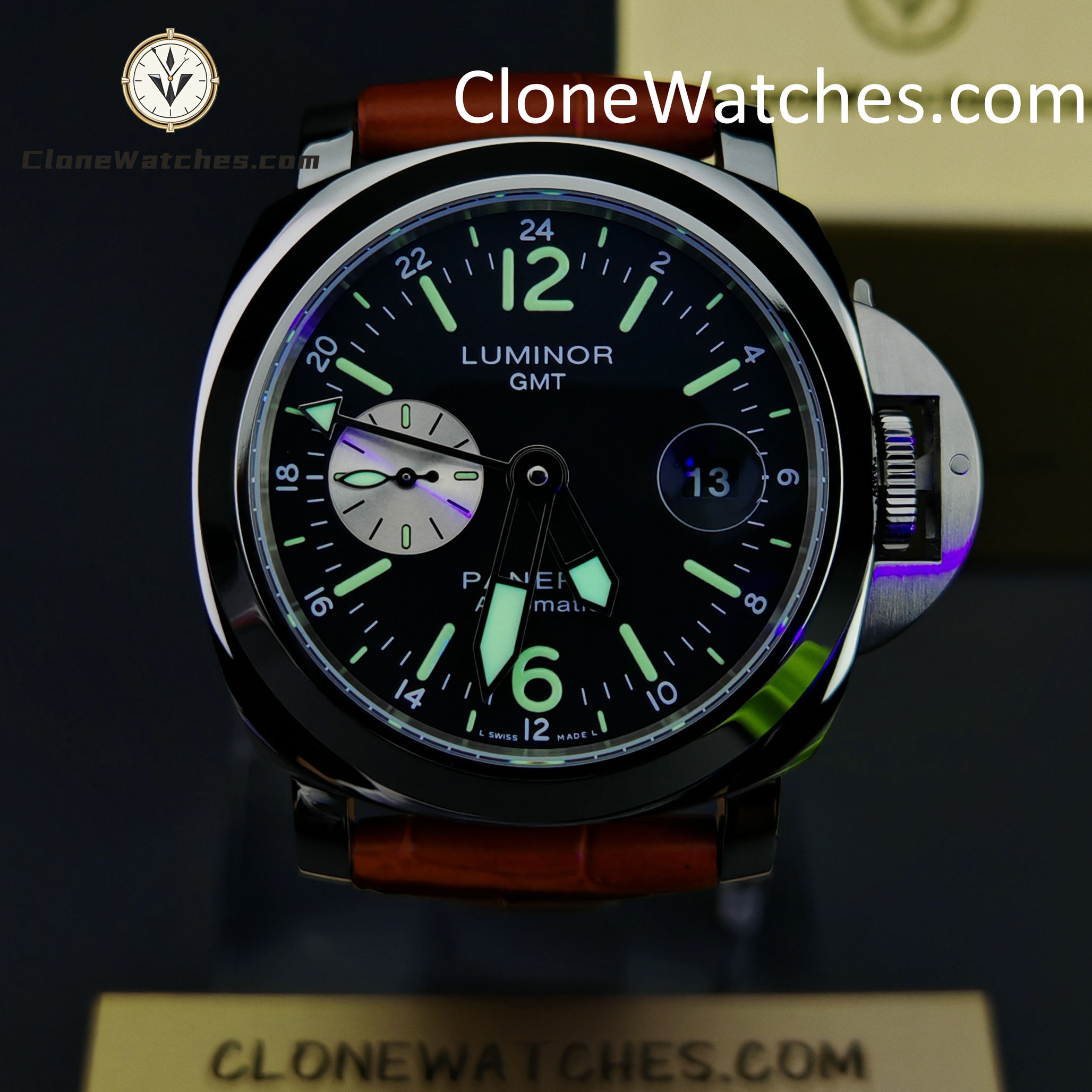 Panerai Super Clone Watches 1:1 Luminor GMT Automatic PAM 00088 Black Dial 44MM