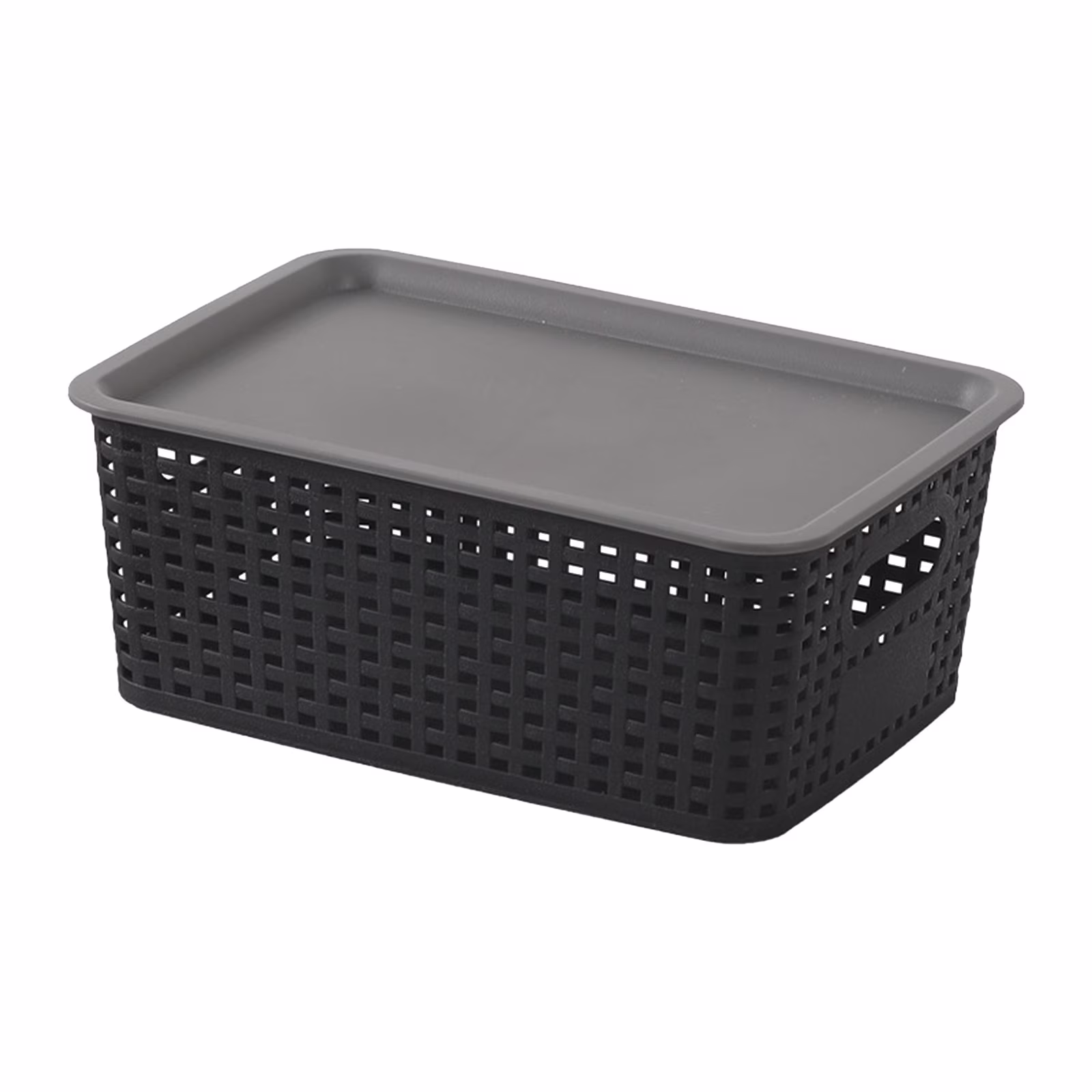 PEIBang Plastic Storage Baskets Bins with Lid,Organizing Container Lidded Knit Storage Organizer Bins for Shelves Drawers Desktop Closet Playroom Classroom Office