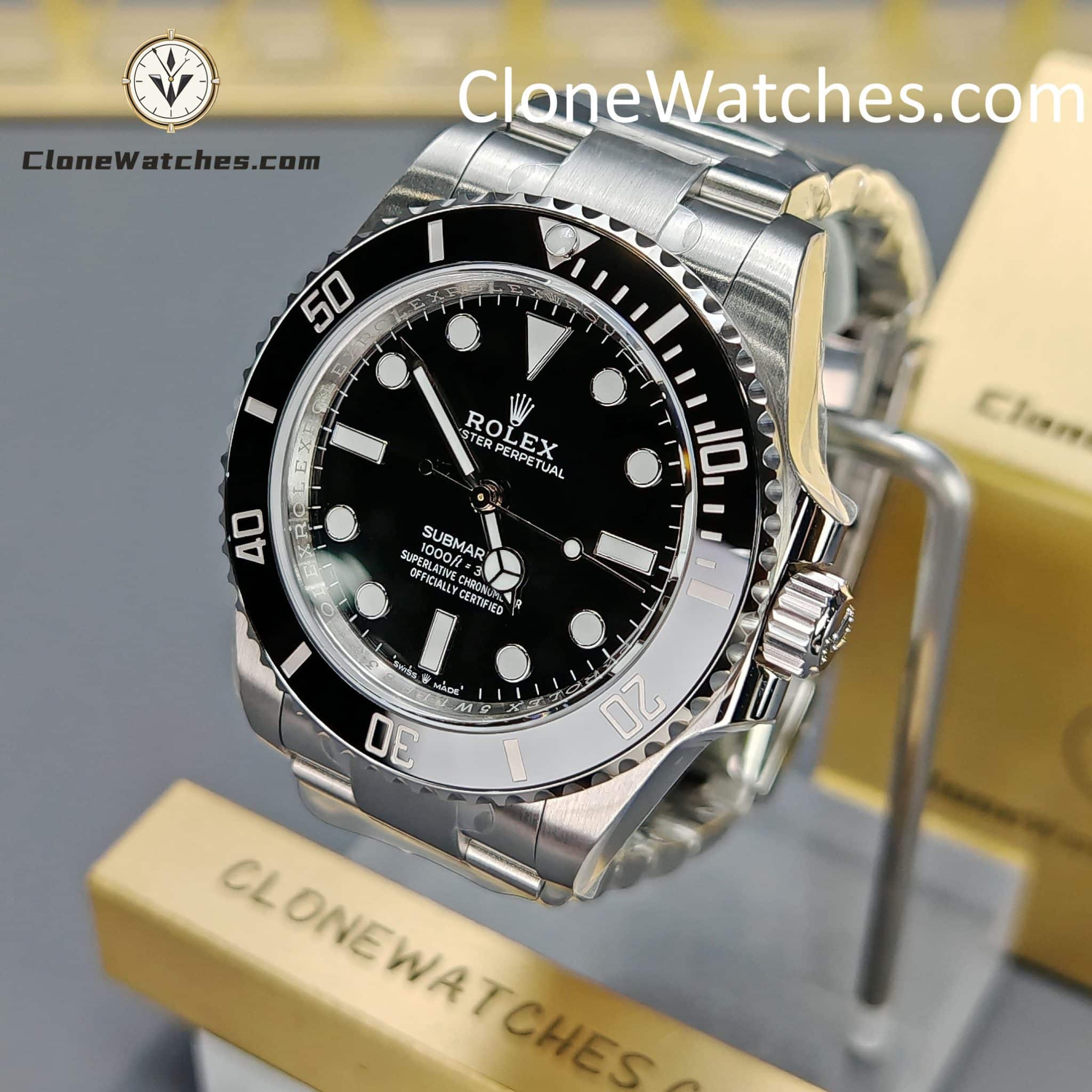 Rolex Super Clone Watches 1:1 Submariner Black Dial No Date 124060-0001 3230 Movement