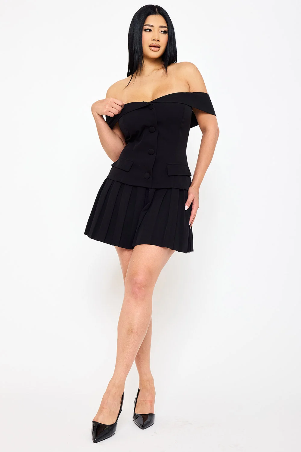 Symphony Dress - Woven Off The Shoulder Mini Dress