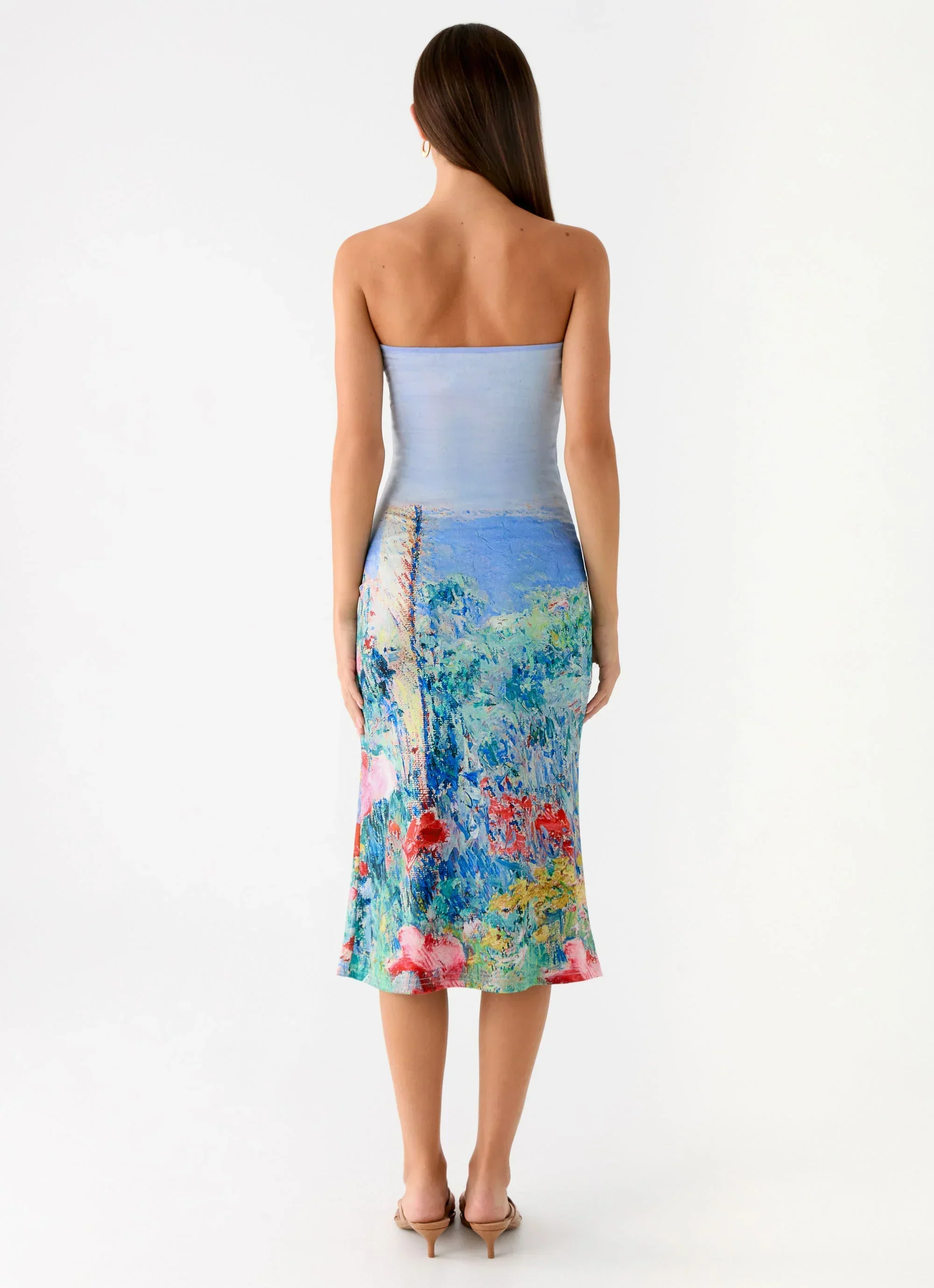Niko Strapless Midi Dress - Spring Garden