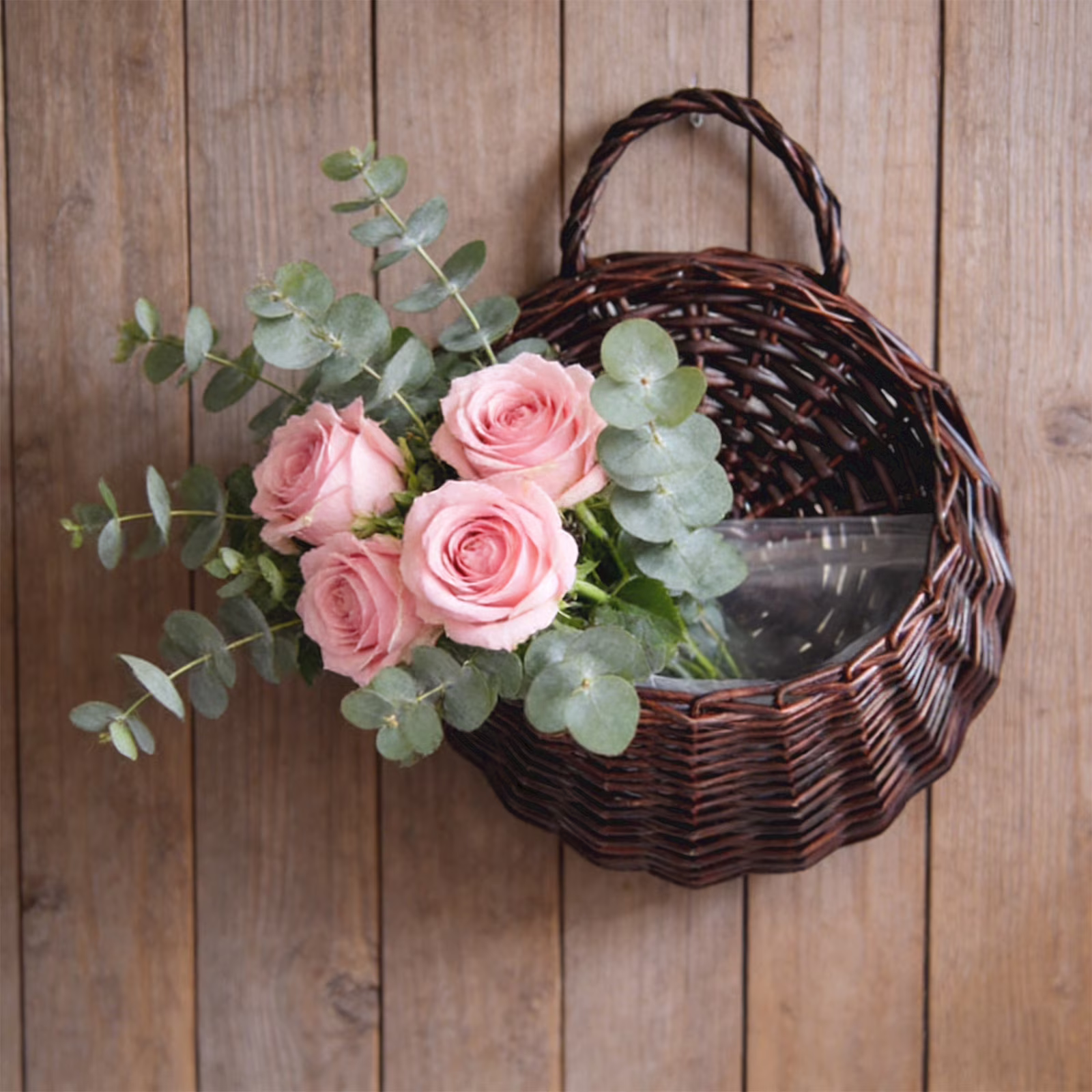 dgysar Hanging Woven Wall Basket -- Handmade Rattan Flower Pot for Indoor Garden, Living Room Decor, and Patio Plant Display Coffee