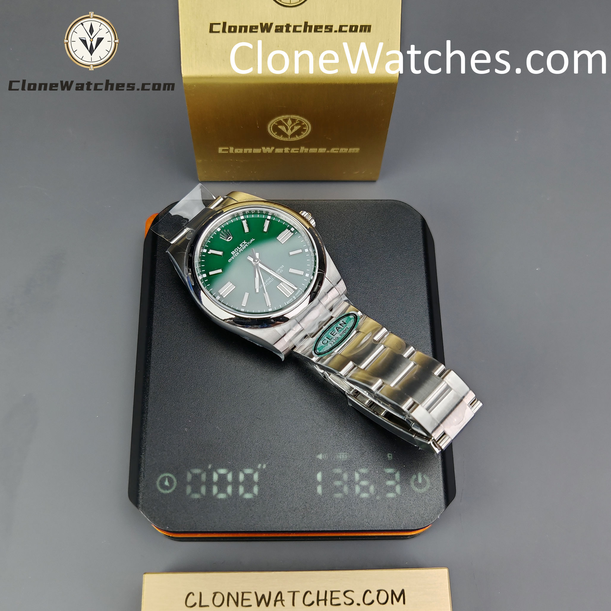 Rolex Super Clone Watches 1:1 Oyster Perpetual Green Dial 41mm M124300 3230 Movement