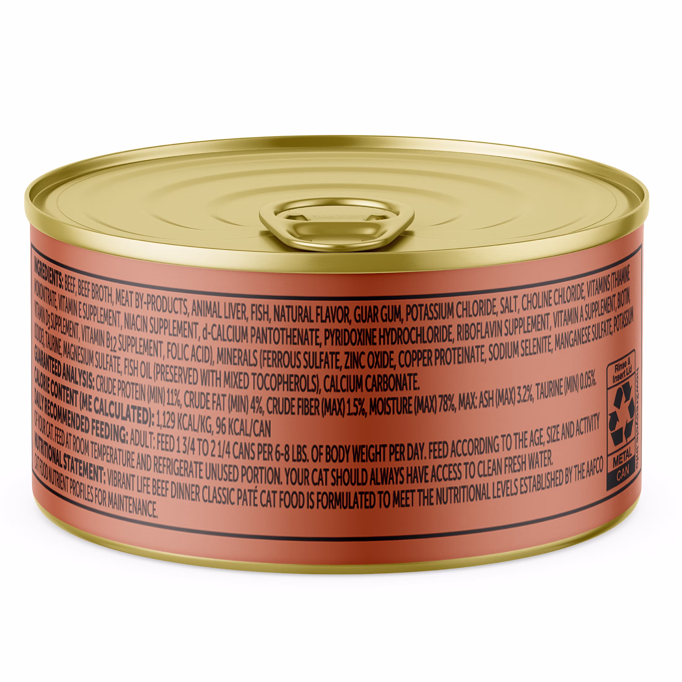 Vibrant Life Beef Dinner Classic Pate Wet Cat Food, Grain-Free, 3 oz Can