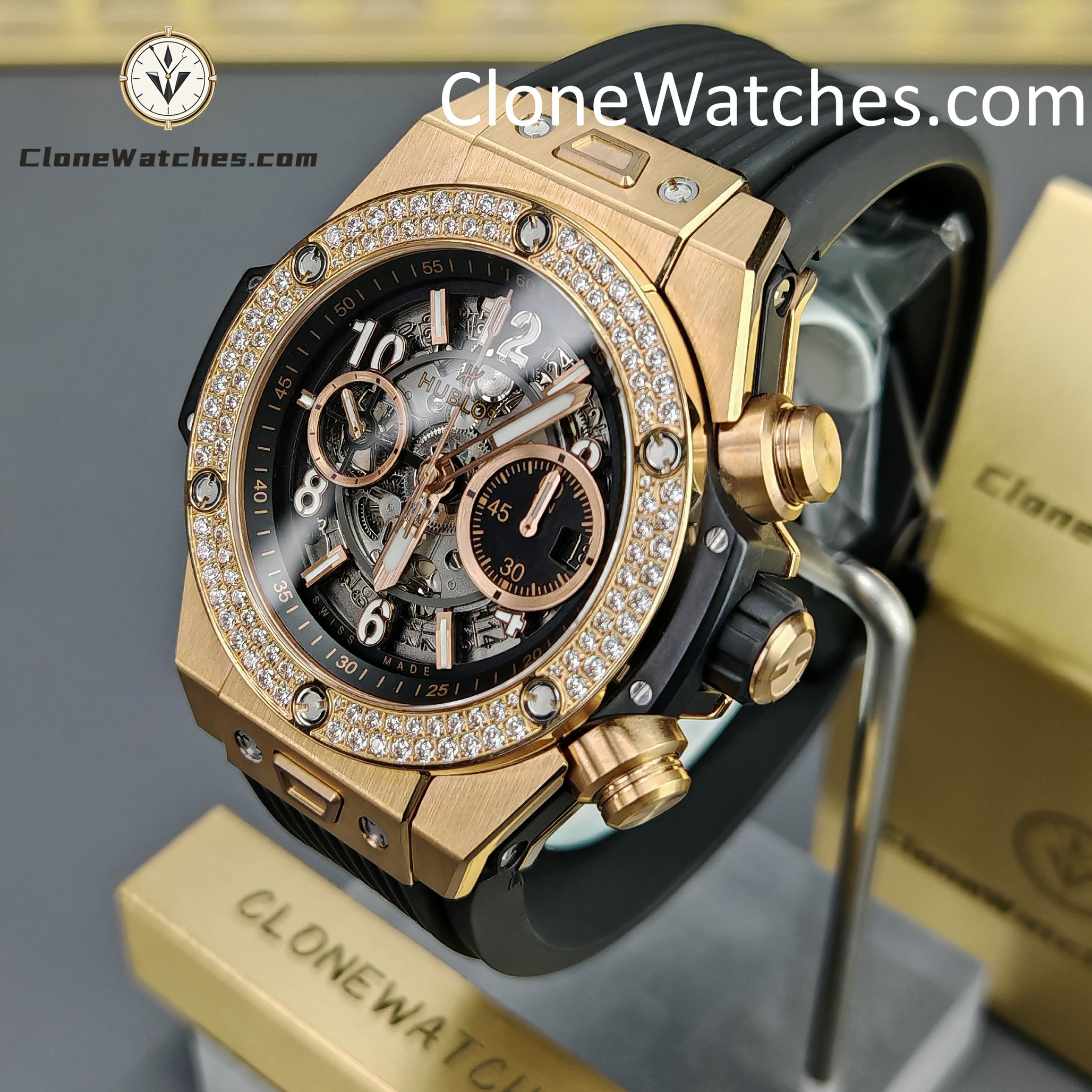Hublot Super Clone Watches 1:1 Big Bang Unico King Gold Diamonds 42 mm 441.OX.1181.RX.1104