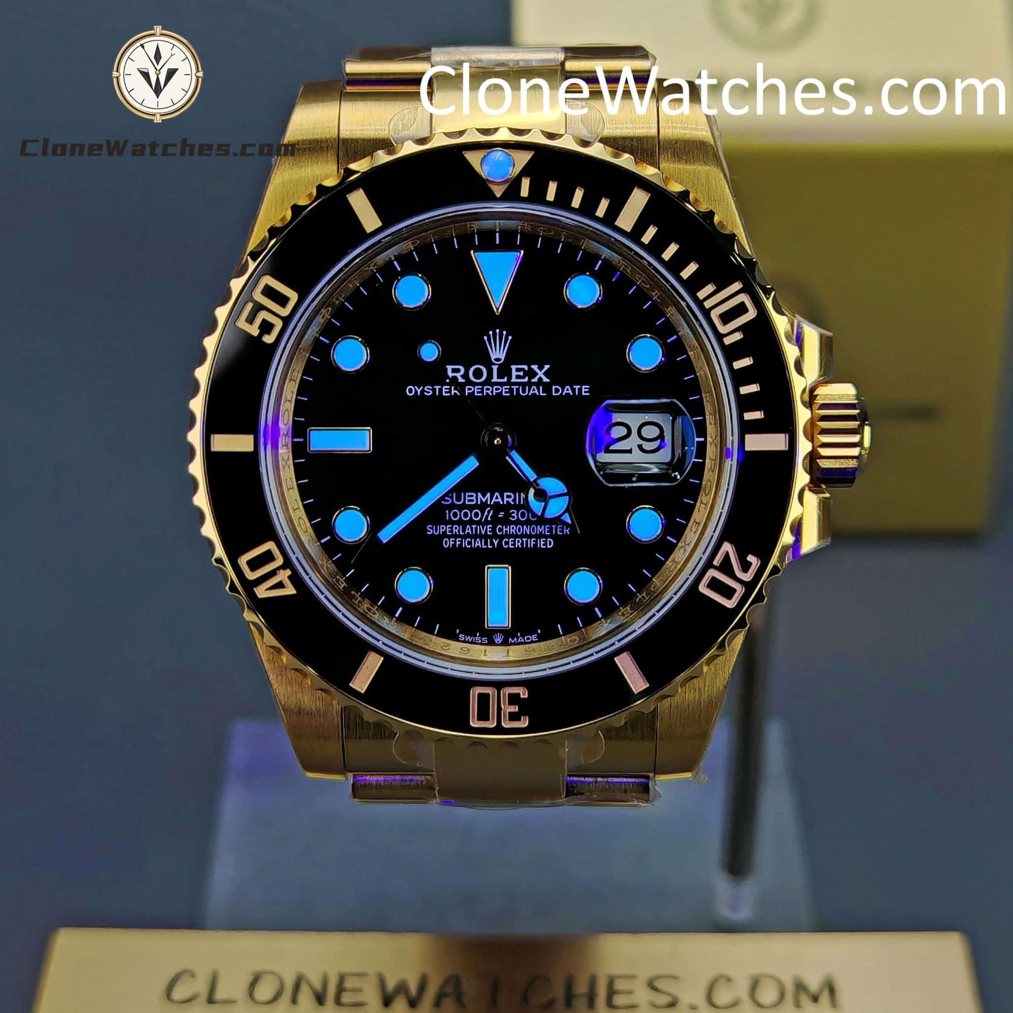 Rolex Super Clone Watches 1:1 18K Gold Black Dial Submariner 126618LN 3235 Movement