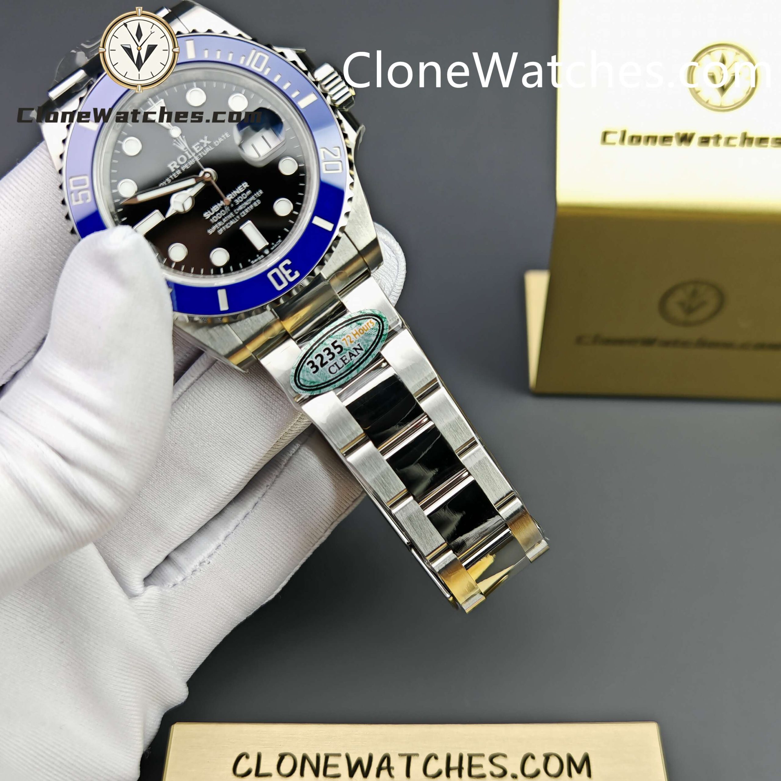 Rolex Super Clone Watches 1:1 Submariner Blue Bezel m126619lb 3235 Movement