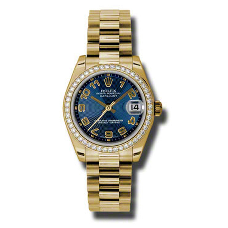 Rolex Lady-Datejust 31 Blue Concentric Circle Dial 18K Yellow Gold President Automatic Ladies Watch 178288BLCAP（Lifetime free warranty+90-days replacement service & Refund!.）