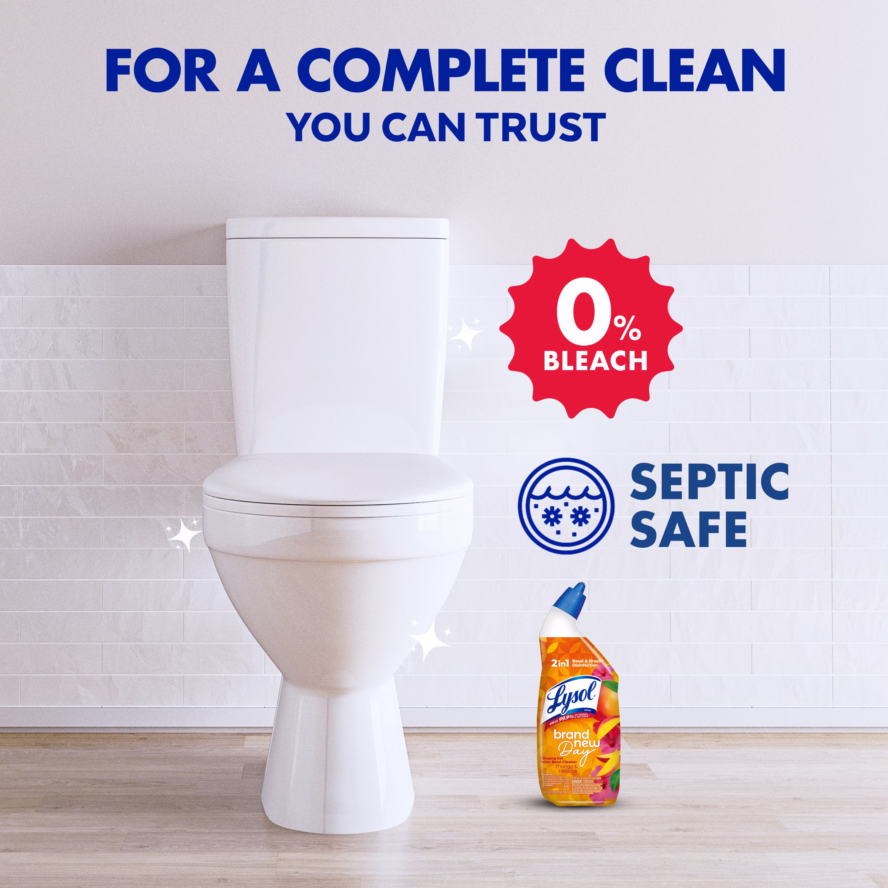 Lysol Toilet Bowl Cleaner Clinging Gel, Disinfecting Bathroom Cleaner and Toilet Bowl Stain Remover, Mango & Hibiscus Scent, 24 fl oz