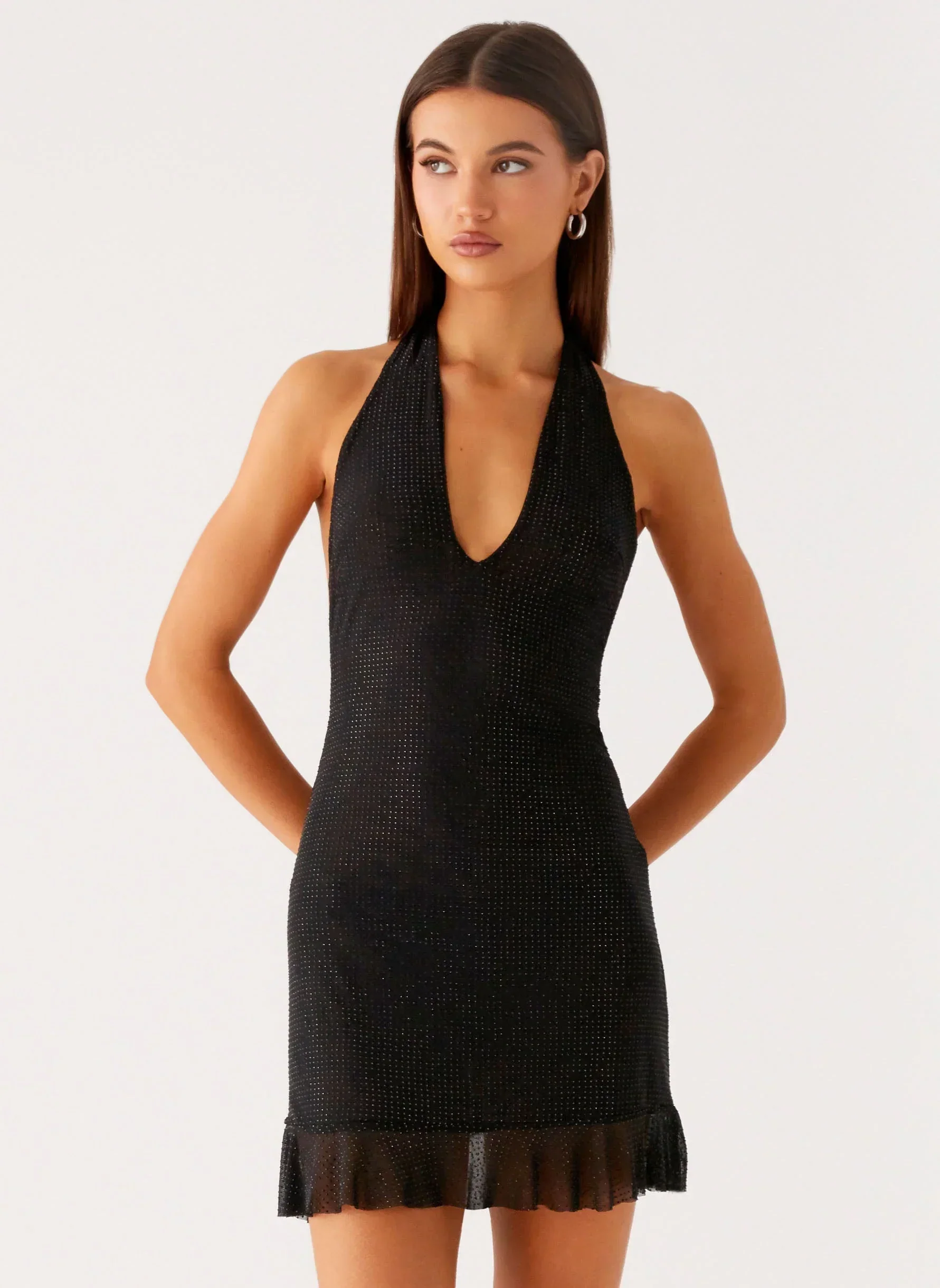 Odrella Sequin Mini Dress - Black
