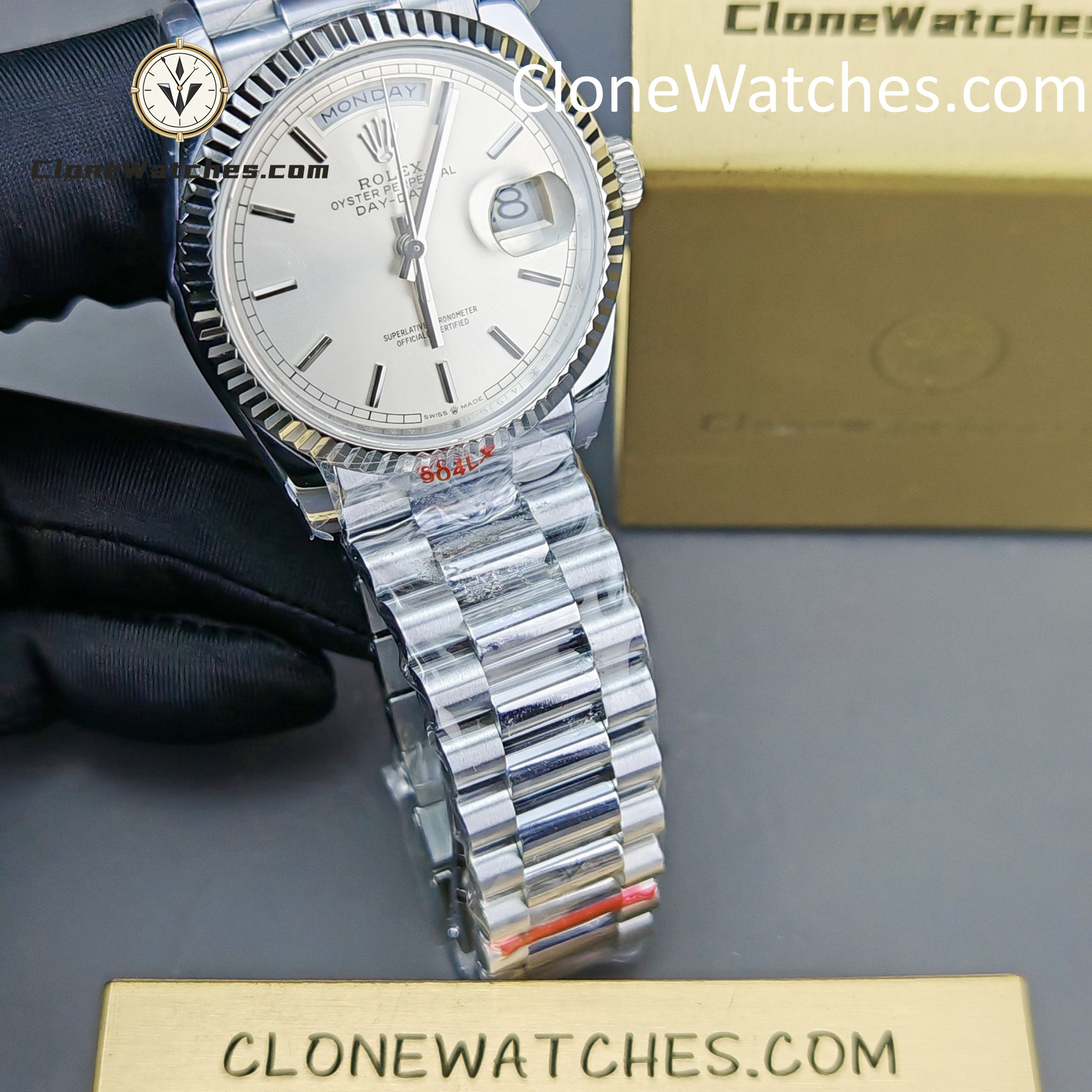 Rolex Super Clone Watches 1:1 Day Date Silver Dial 36mm m128236-0001 3255 Movement