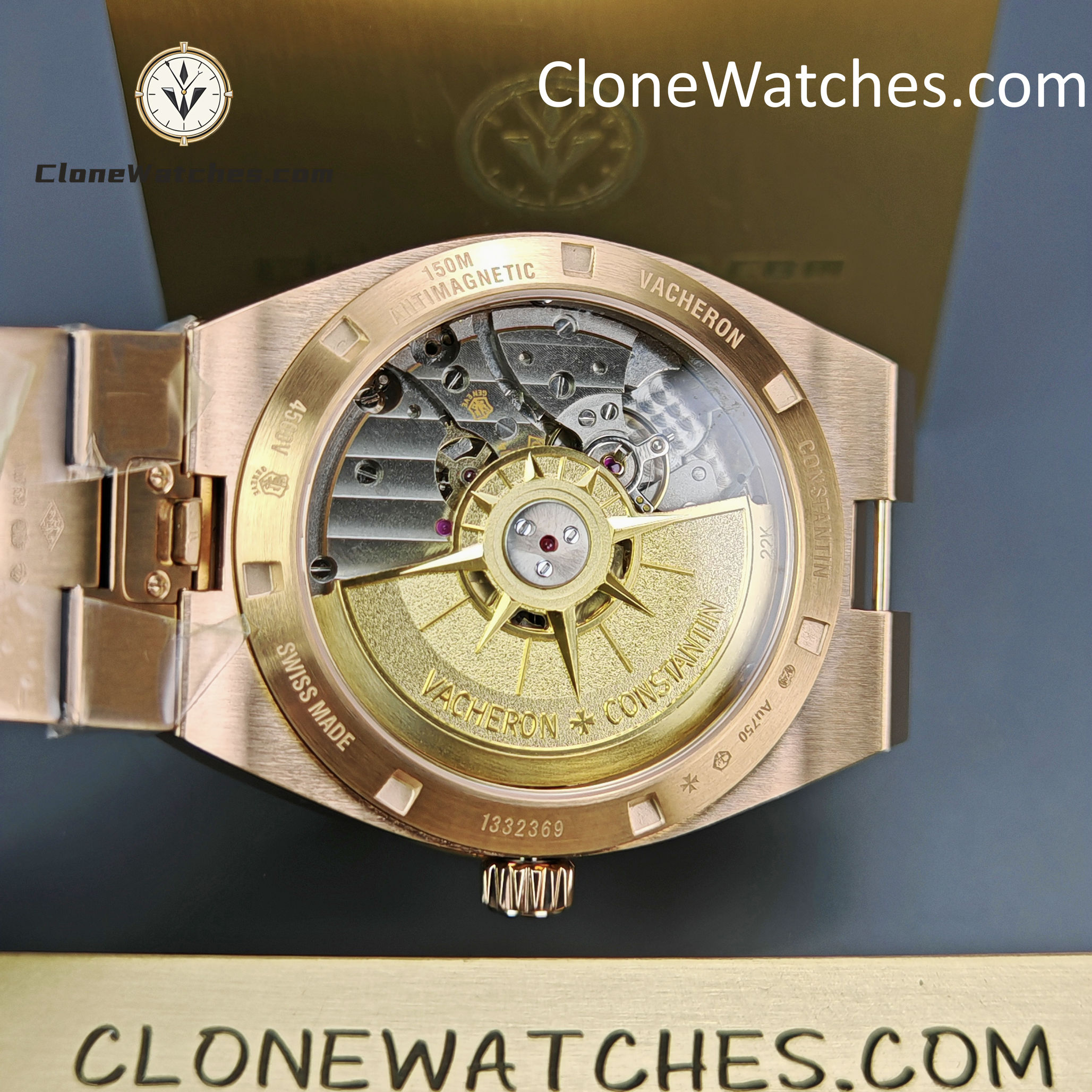 Vacheron Constantin Super Clone Watches 1:1 Overseas Rose Gold 4500V/210R-B705 Blue Dial