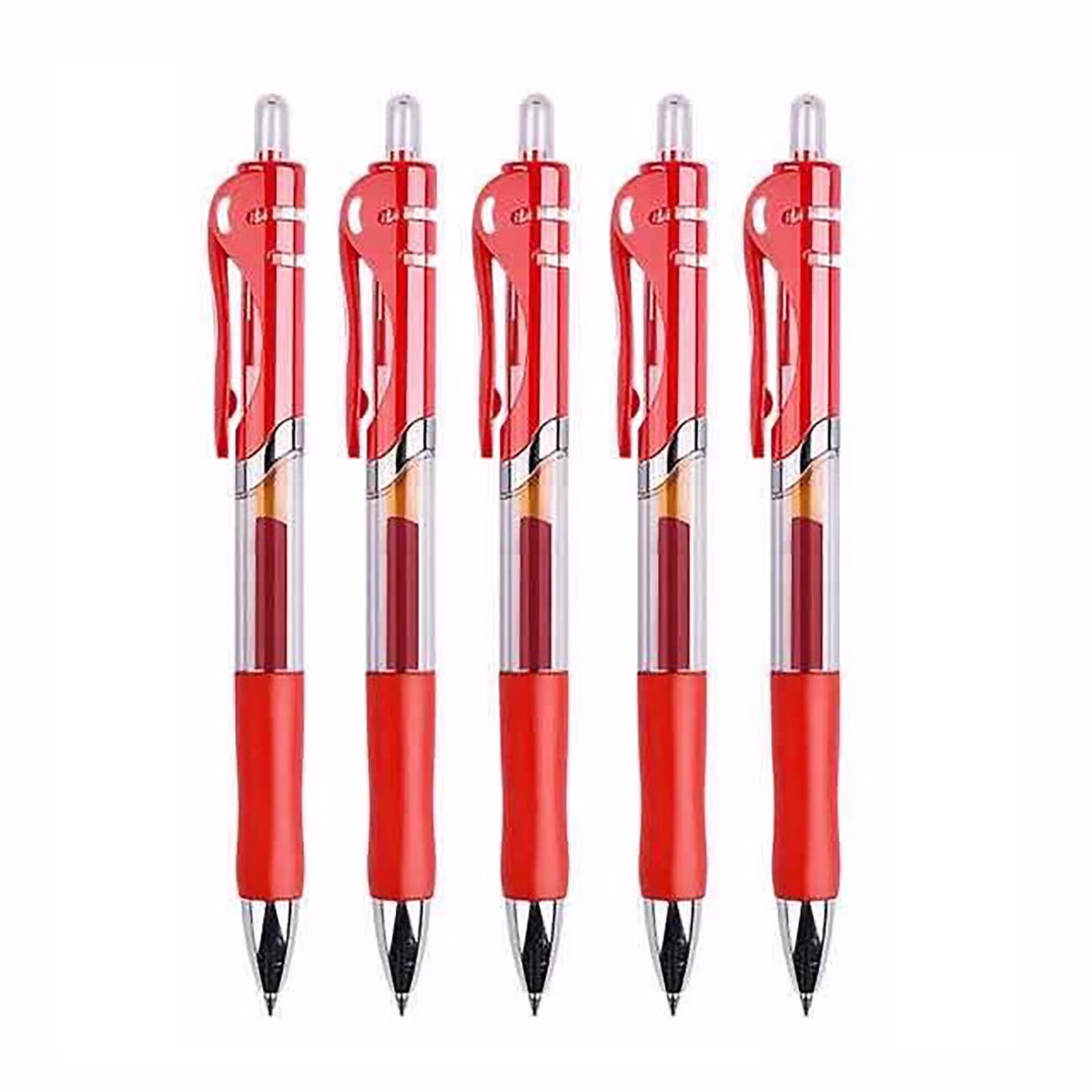 5 Pack Gel Pens, Red Barrel,Medium Point (0.5mm), Red Gel Ink Pens for Home, Office, Journaling, Writing, Note-Taking, Teacher Supplies