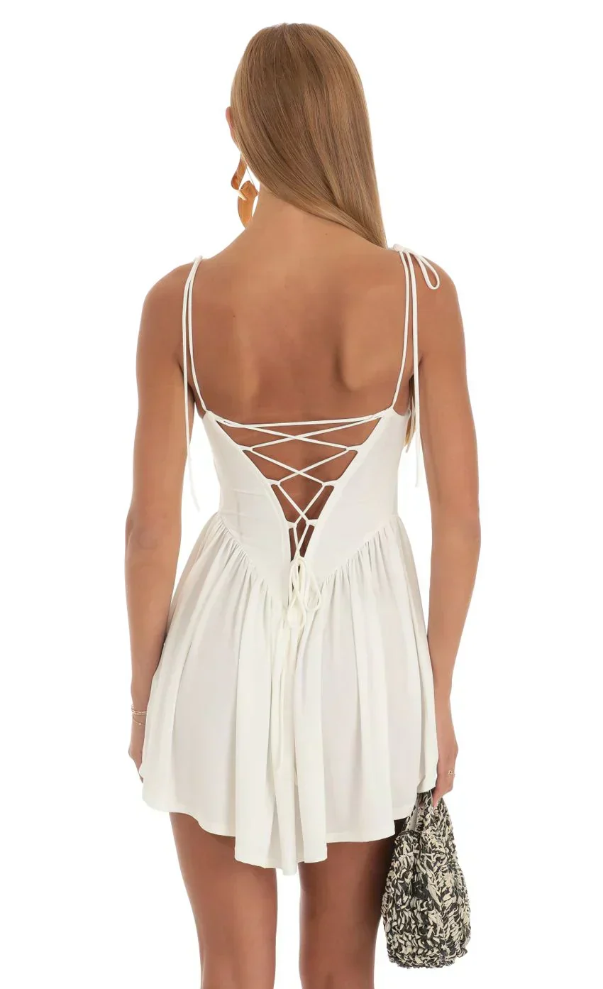 Draped Corset Dress in White