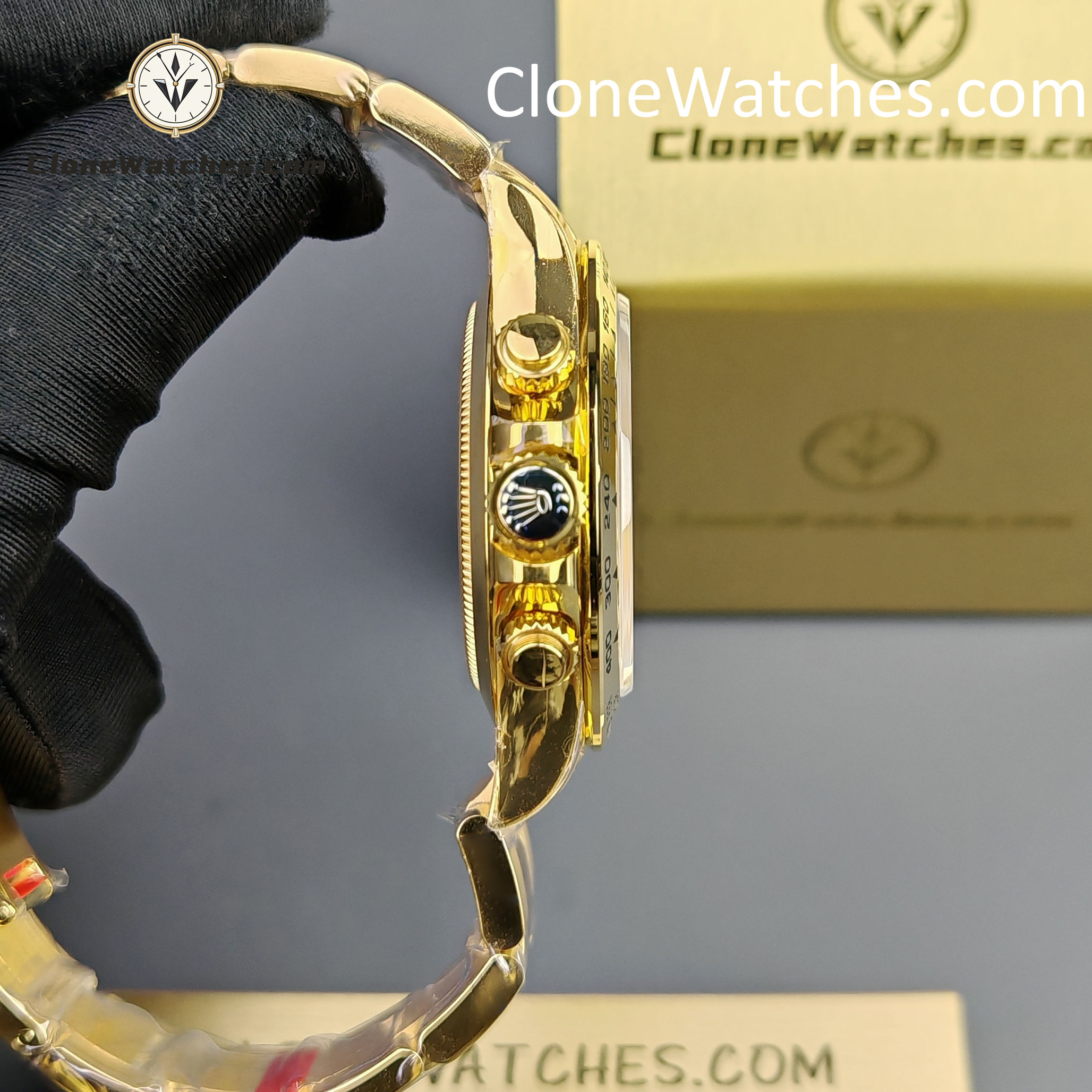 Rolex Super Clone Watches 1:1 Daytona 18K Gold Green Dial M116508-0013 4130 Movement
