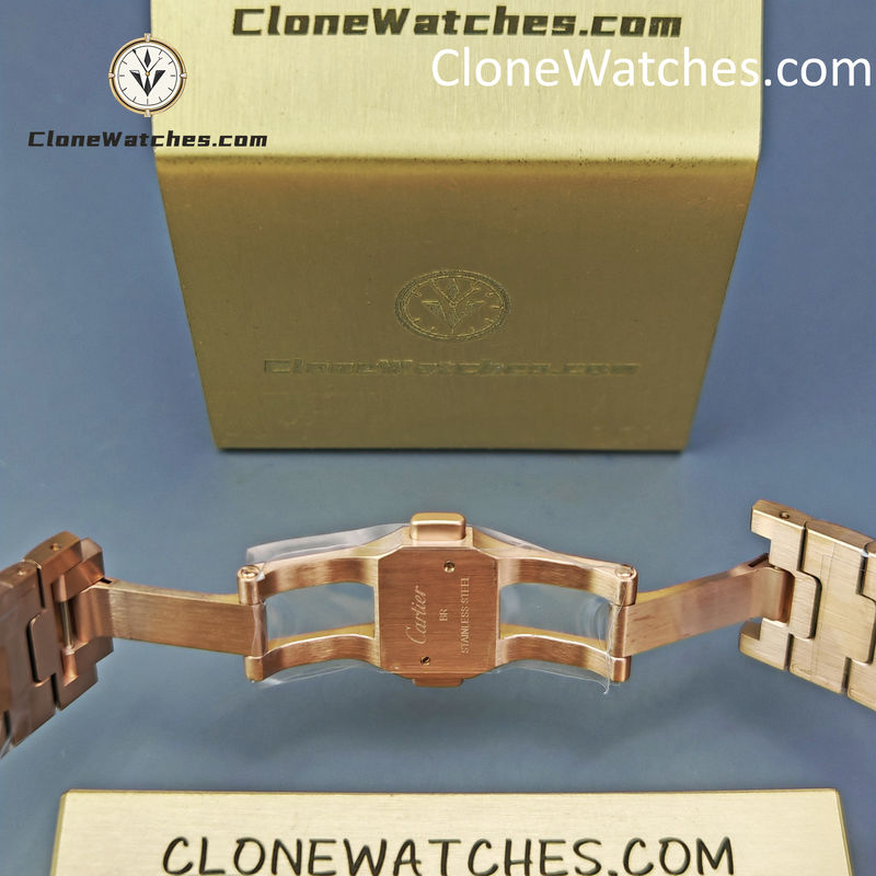 Cartier Super Clone Watches 1:1 Santos Rose Gold White Dial 39.8MM WGSA0018
