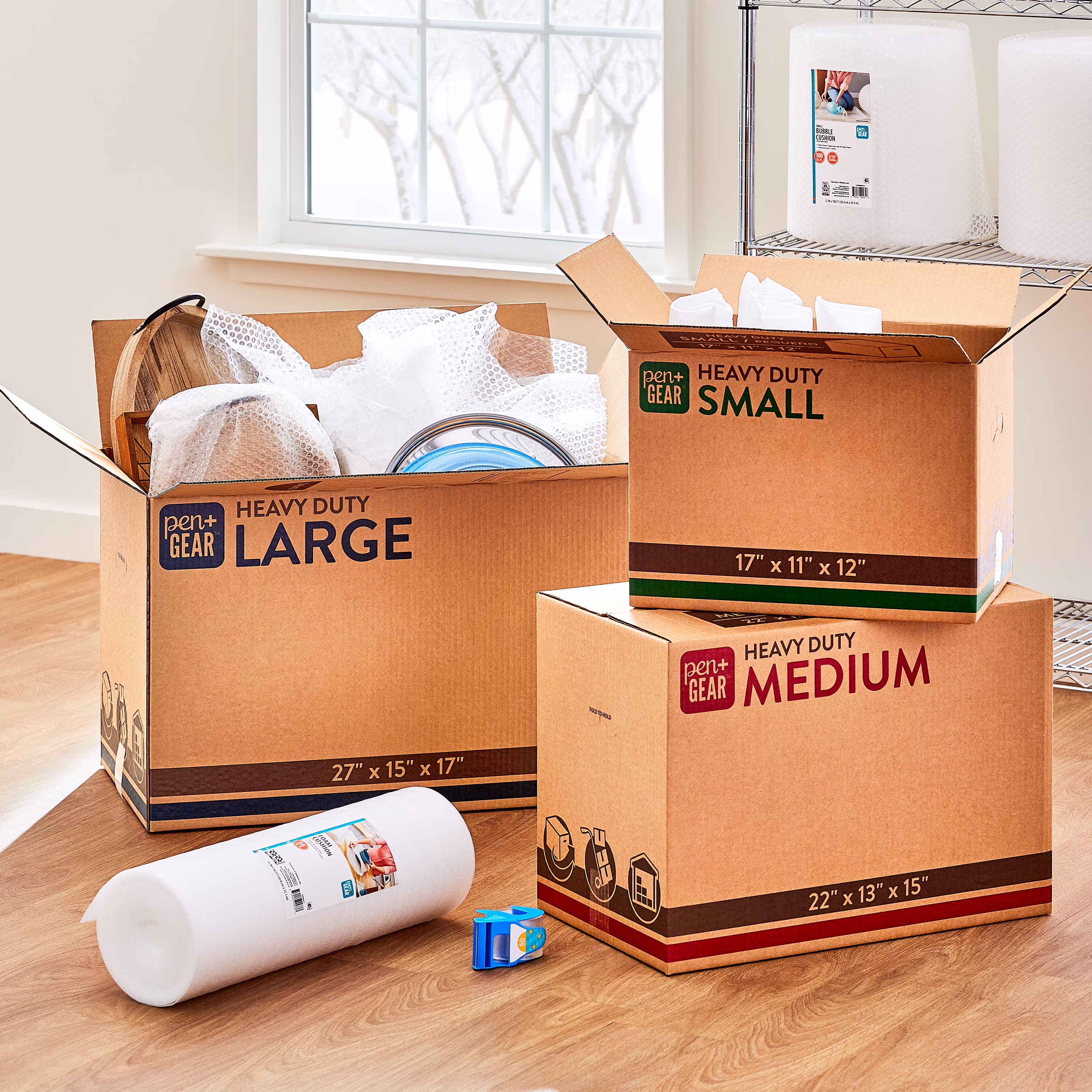 (10 pack) Pen+Gear Medium Heavy Duty Kraft Moving Boxes, 22 Inches x 13 Inches x 15 Inches