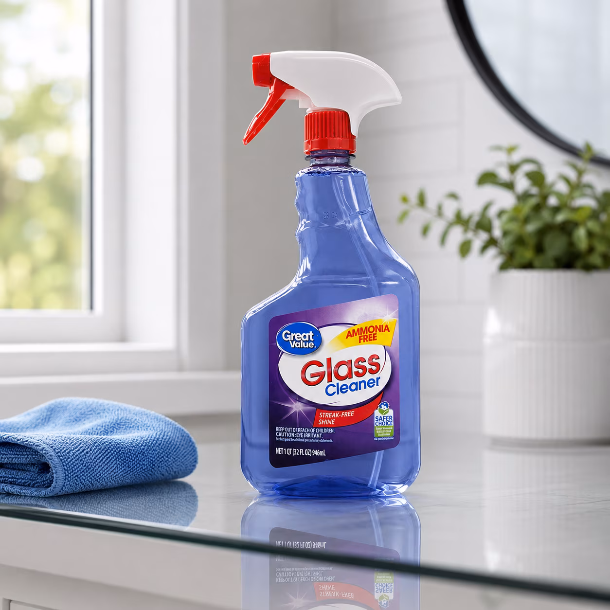 Great Value Ammonia Free Glass Cleaner, 32 fl oz