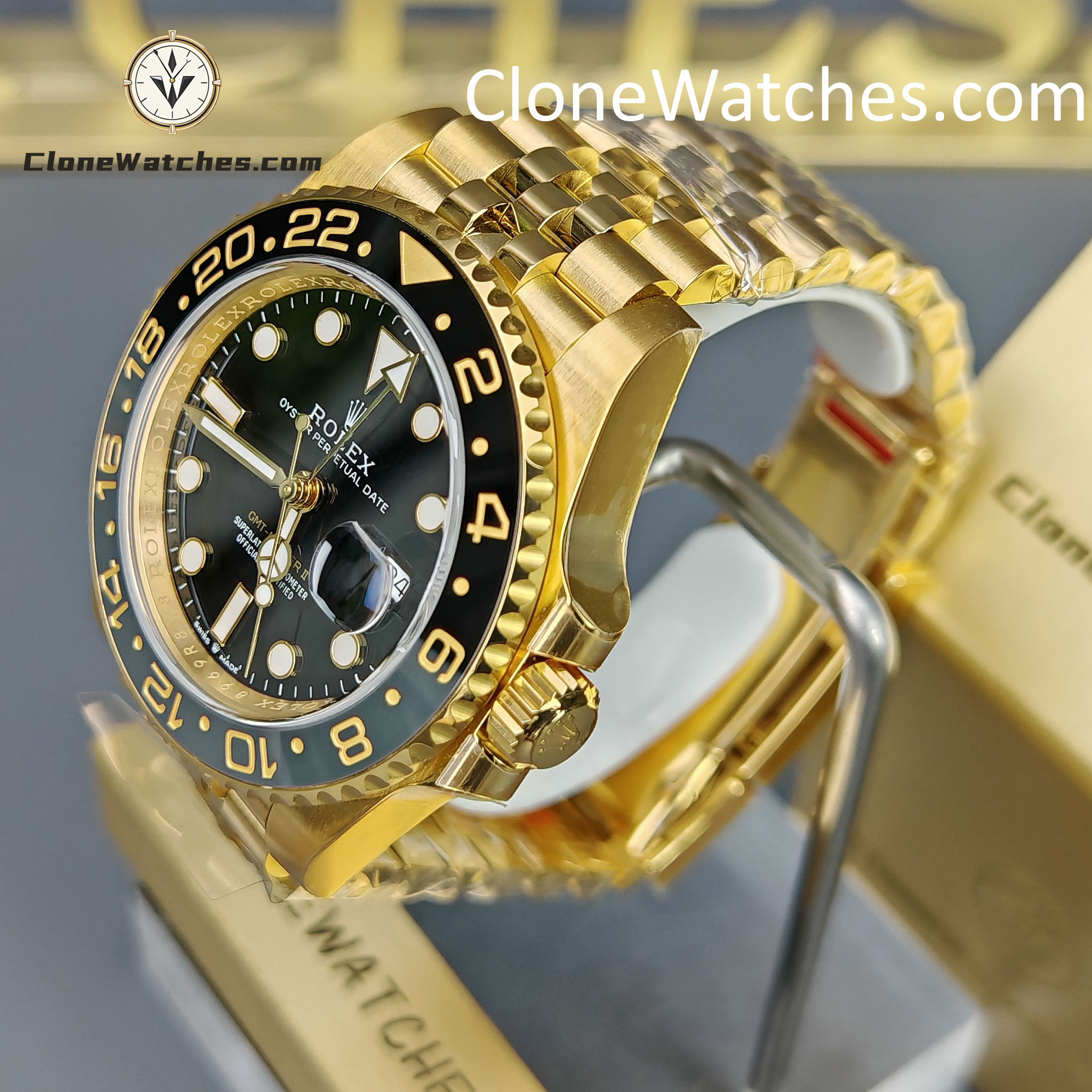 Rolex Super Clone Watches 1:1 GMT Master II 18k Gold m126718grnr Jubilee 3285 Movement