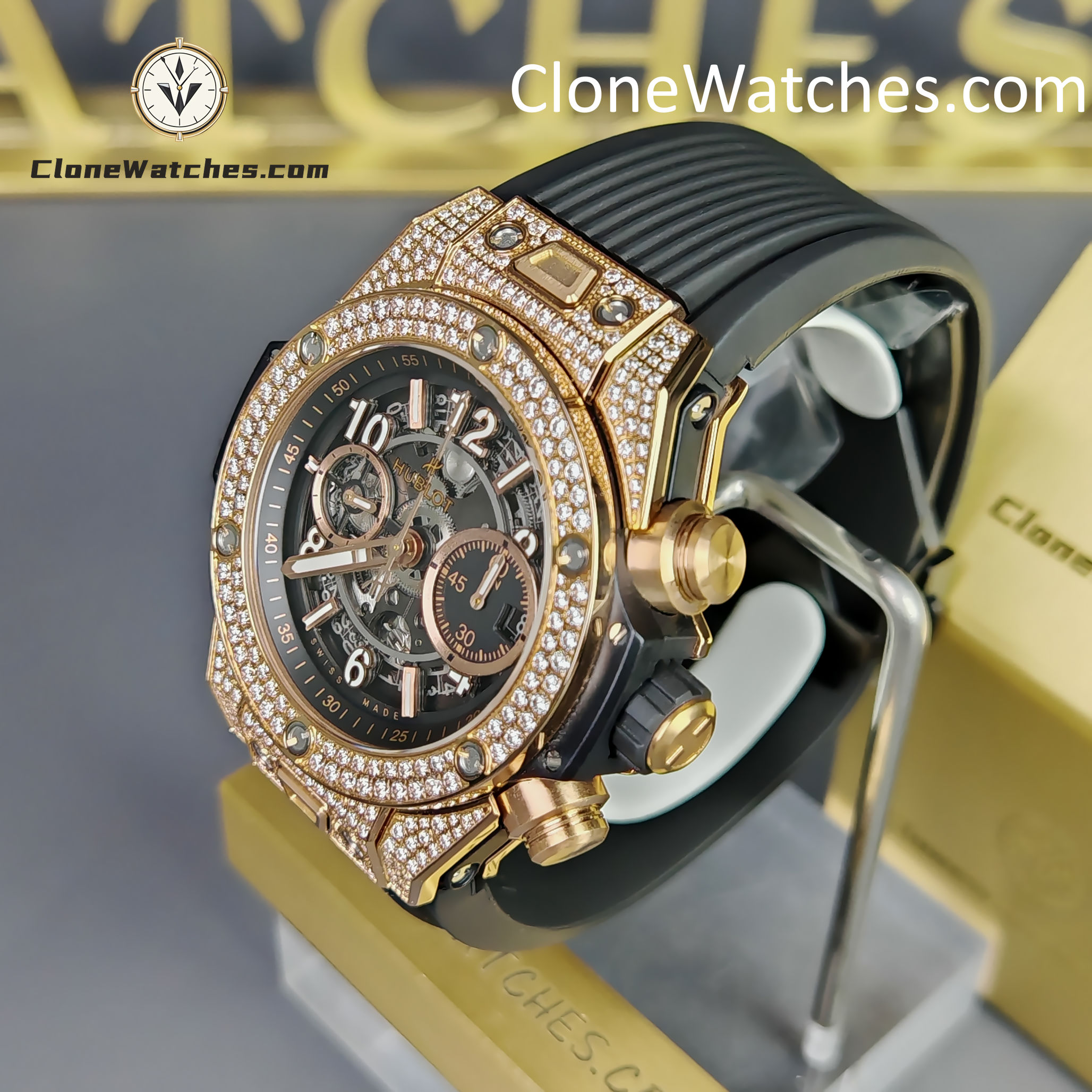 Hublot Super Clone Watches 1:1 Big Bang Unico King Gold Pavé 42 mm 441.OX.1181.RX.1704