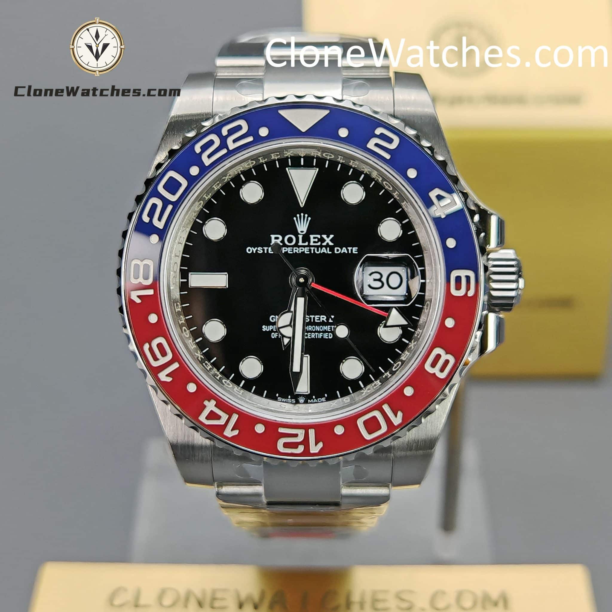 Rolex Super Clone Watches 1:1 Pepsi GMT Master II M126710blro Oyster 3285 Movement