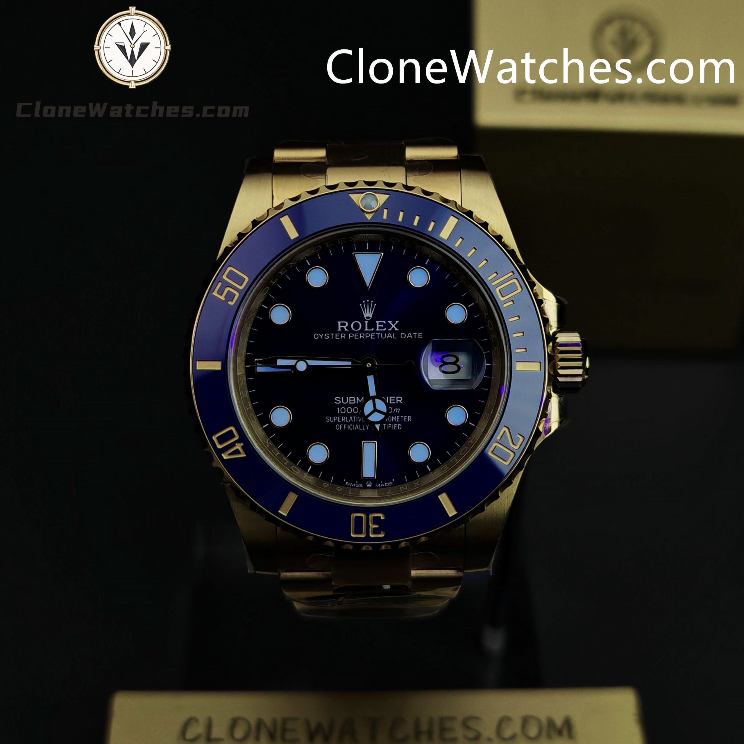 Rolex Super Clone Watches 1:1 18K Gold Blue Dial Submariner 126618LB 3235 Movement