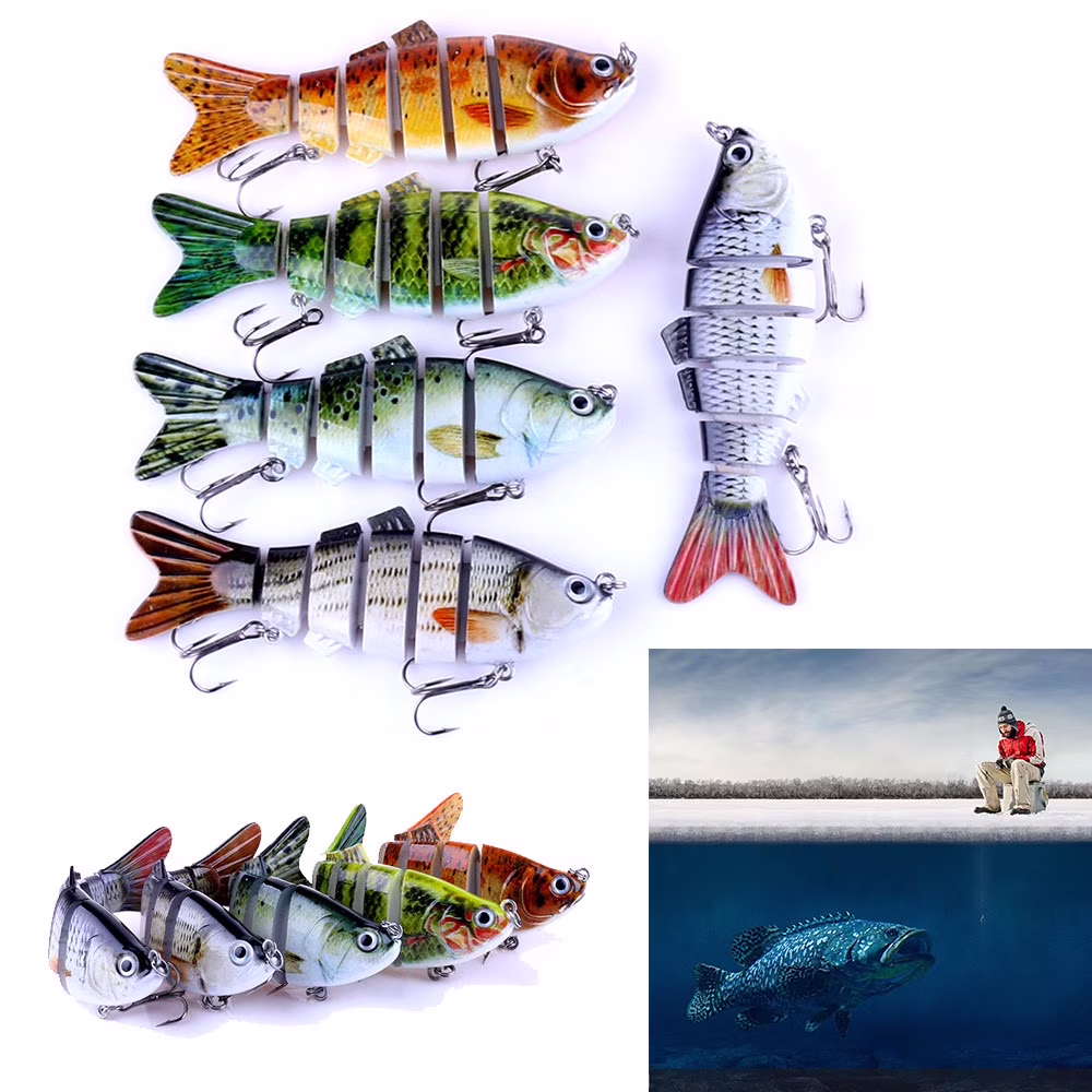 Honeeladyy Multi Jointed Fish Popper Fishing Lures,Lifelike Swimbait for Bass Trout Crappie Fishing Gifts for Men Must Have for Family Fishing Gear
