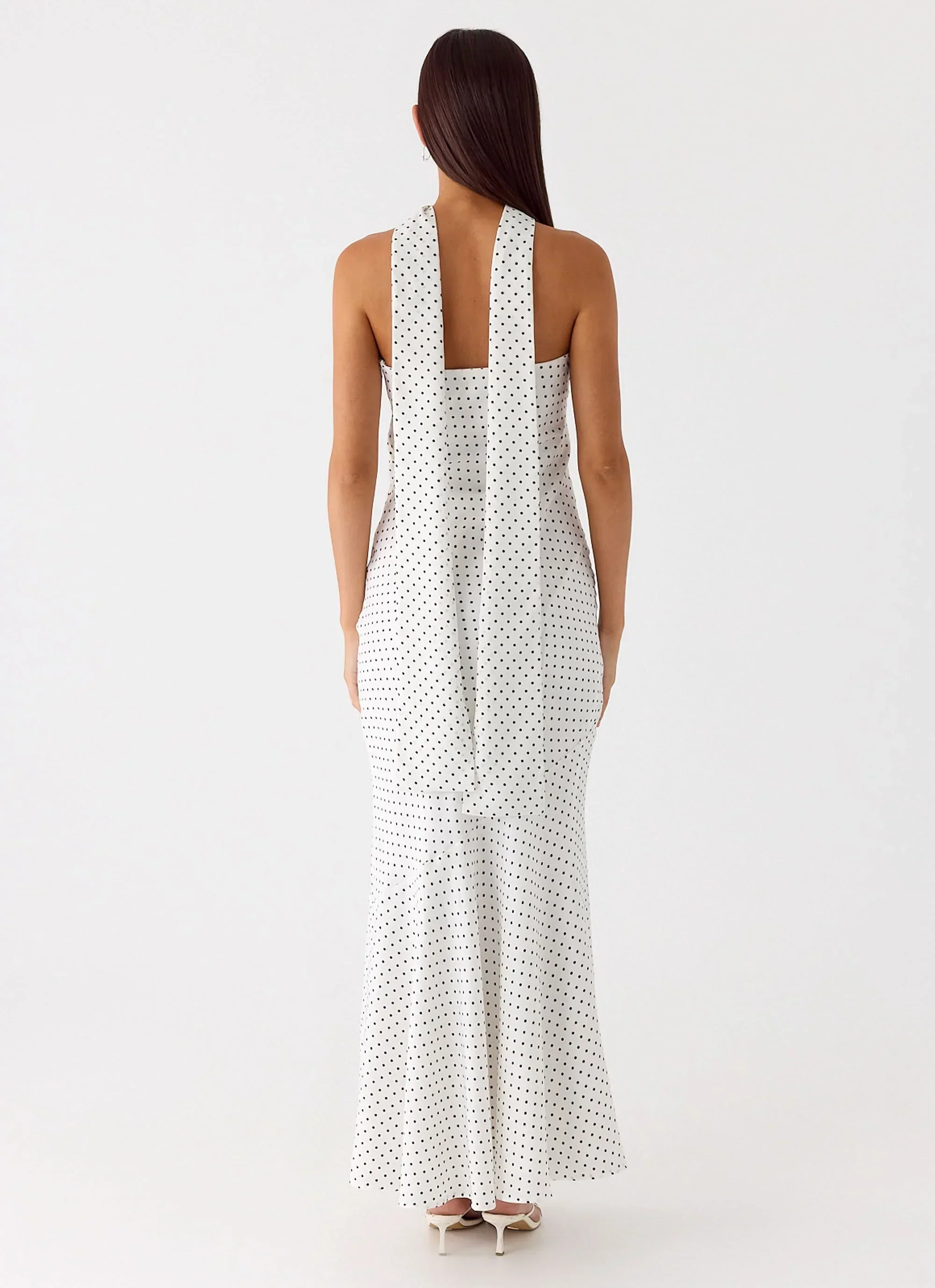 Under The Pagoda Maxi Dress - White Polkadot