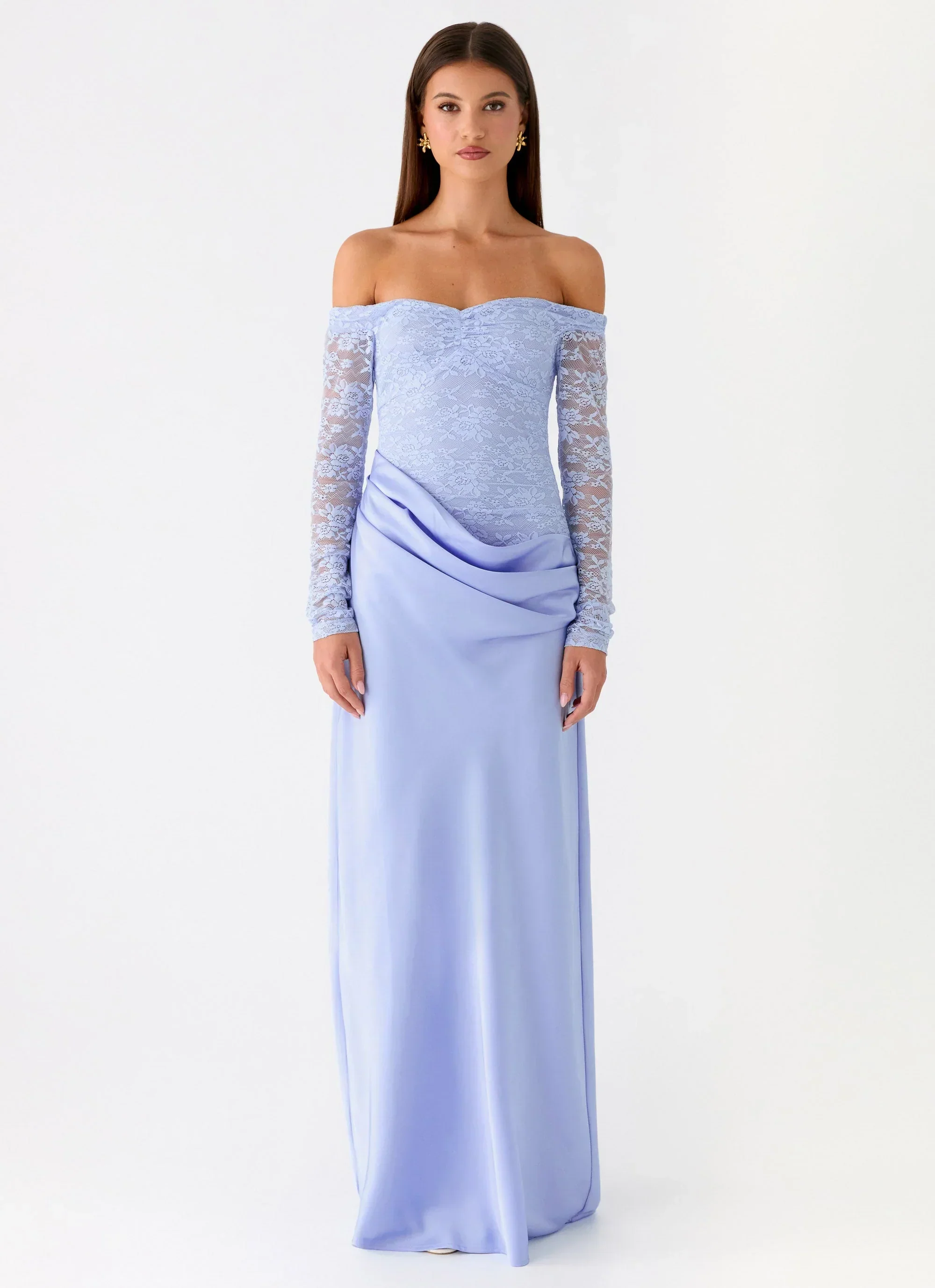 Burke Off Shoulder Maxi Dress - Blue