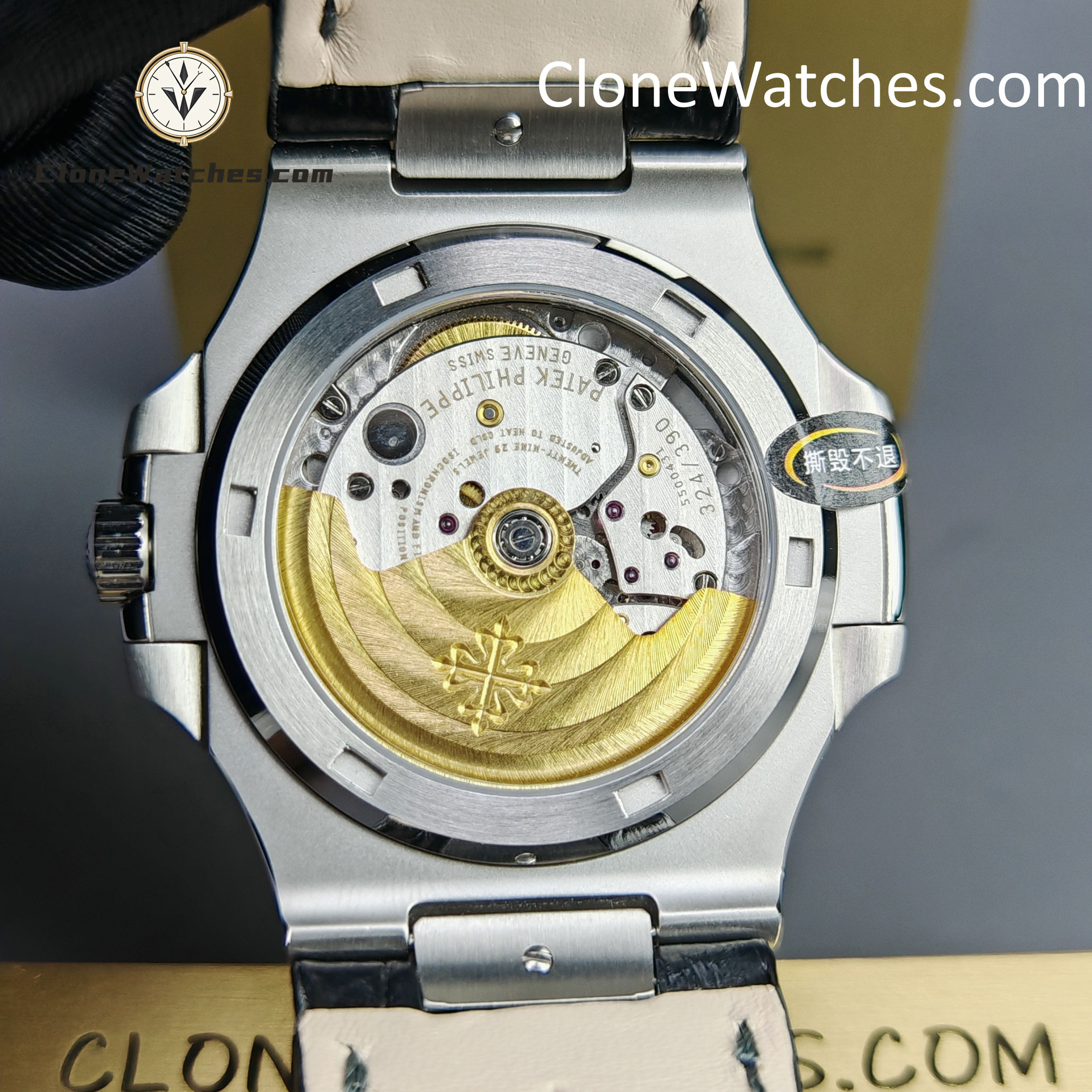 Patek Philippe Super Clone Watches 1:1 Nautilus 5711 Grey Dial Black Leather Strap