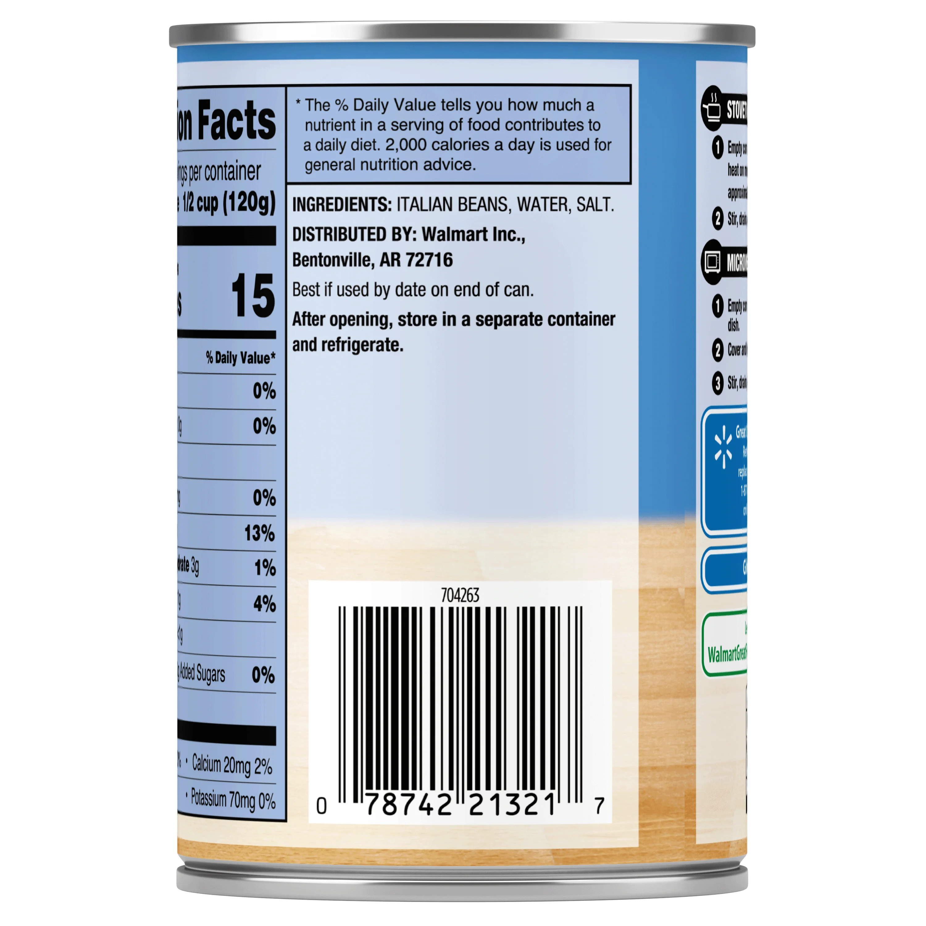 (12 pack) Great Value Cut Italian Green Beans, Gluten-Free, 14.5 oz Can