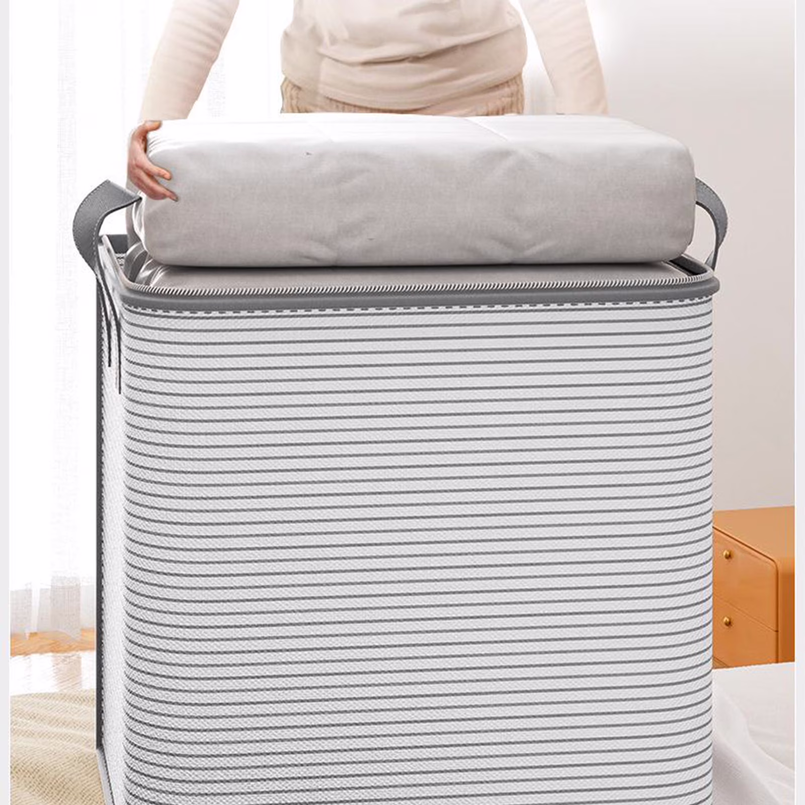 yulier Extra Large Blanket Storage Bags 110L Comforter Storage Bags Storage Bins with Reinforced Handles Clothes Storage Containers Foldable Closet Organizers for Bedroom