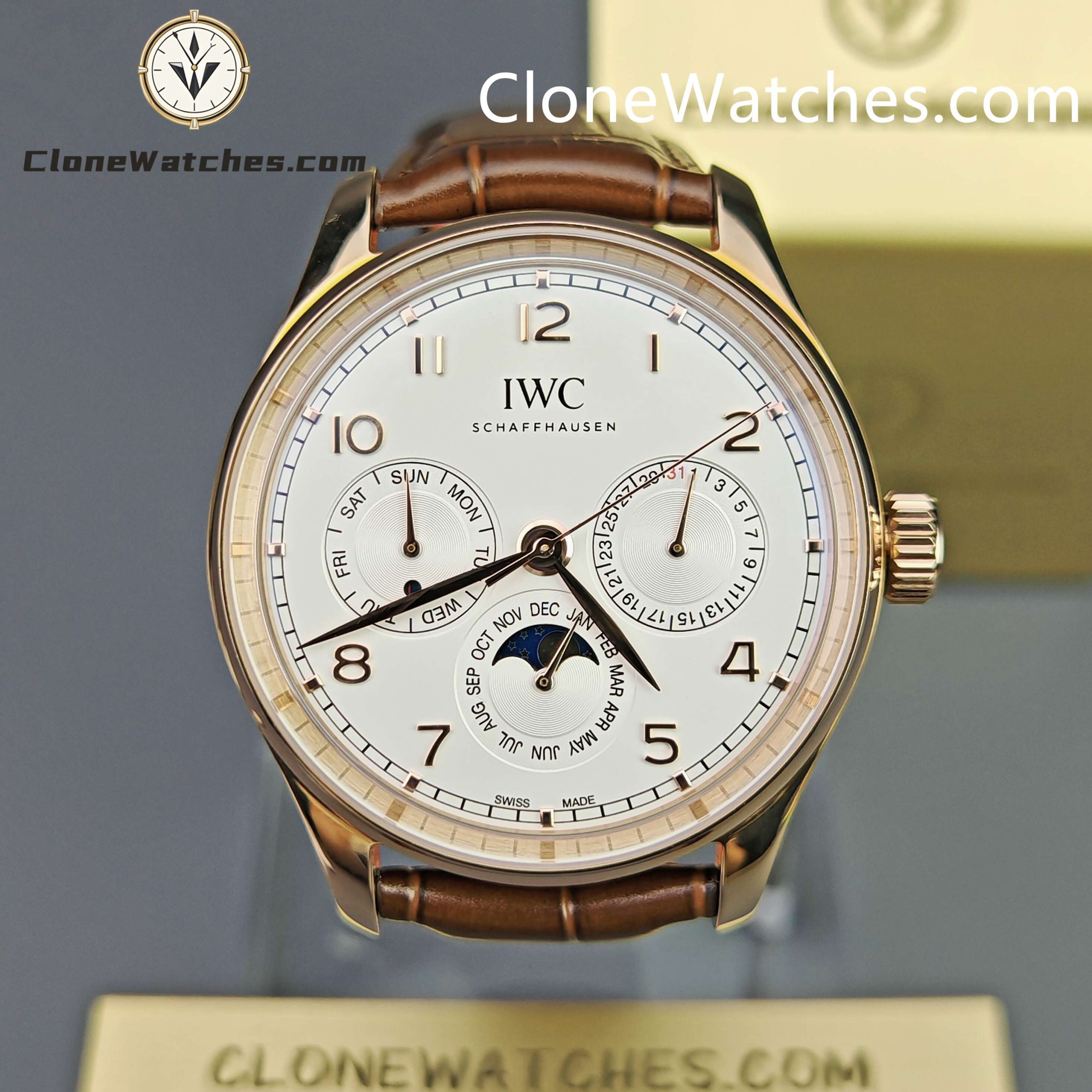 IWC Super Clone Watches 1:1 Portugieser Rose Gold Perpetual Calendar 42MM IW344202