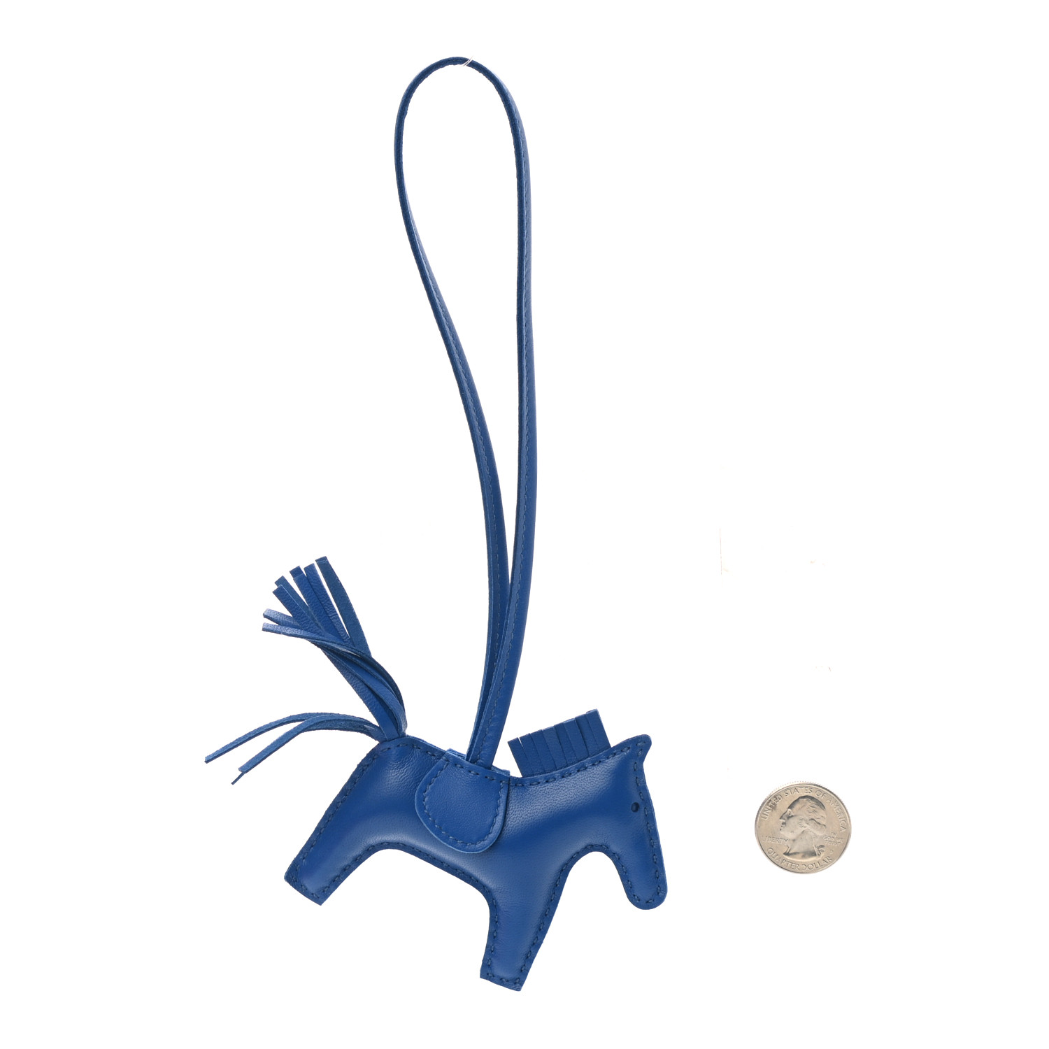 Hermes Milo Lambskin Grigri Rodeo Horse Bag Charm PM Bleu Zanzibar