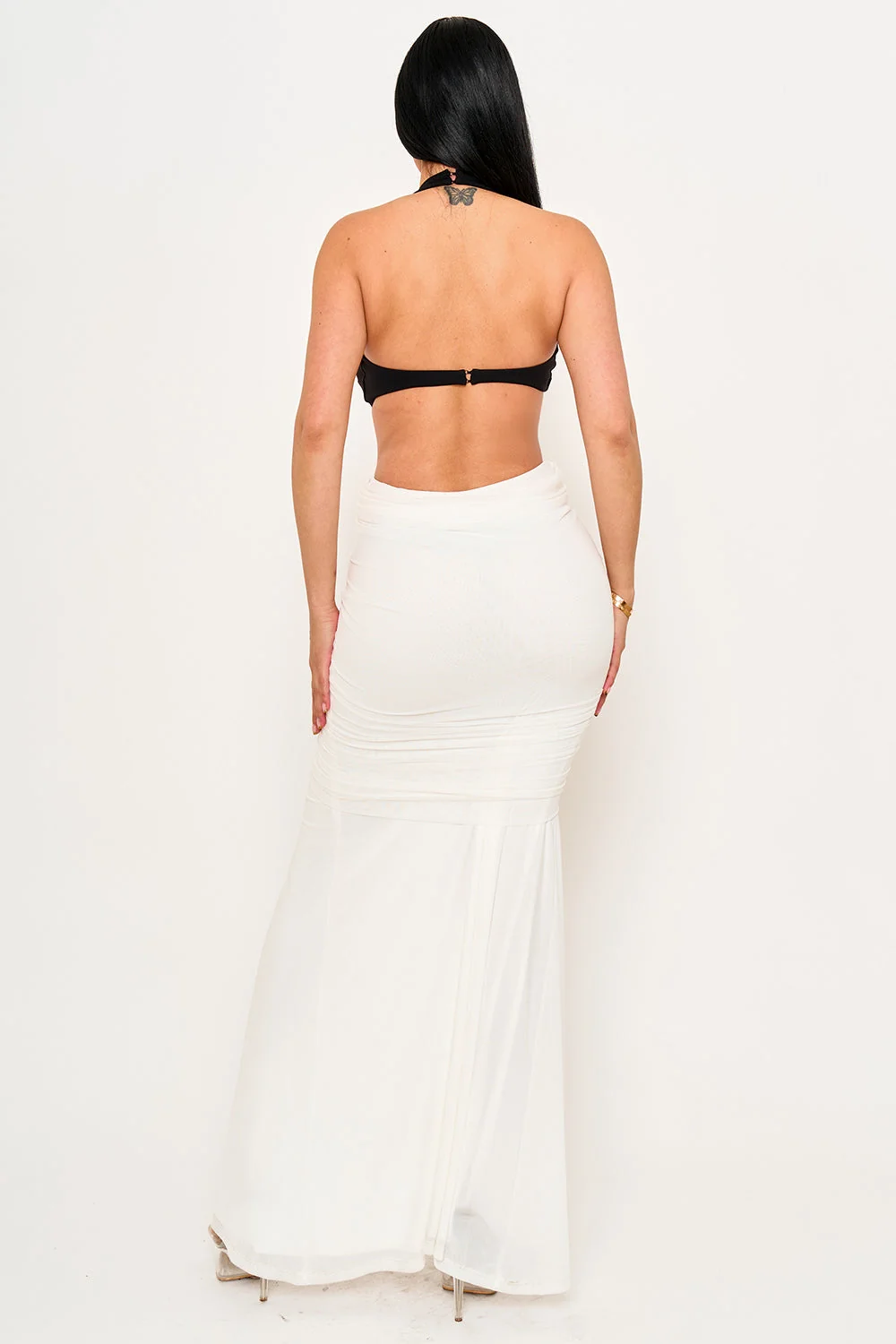 Symphony Dress - Two Tone Contrast Fabric Mermaid Maxi Dress