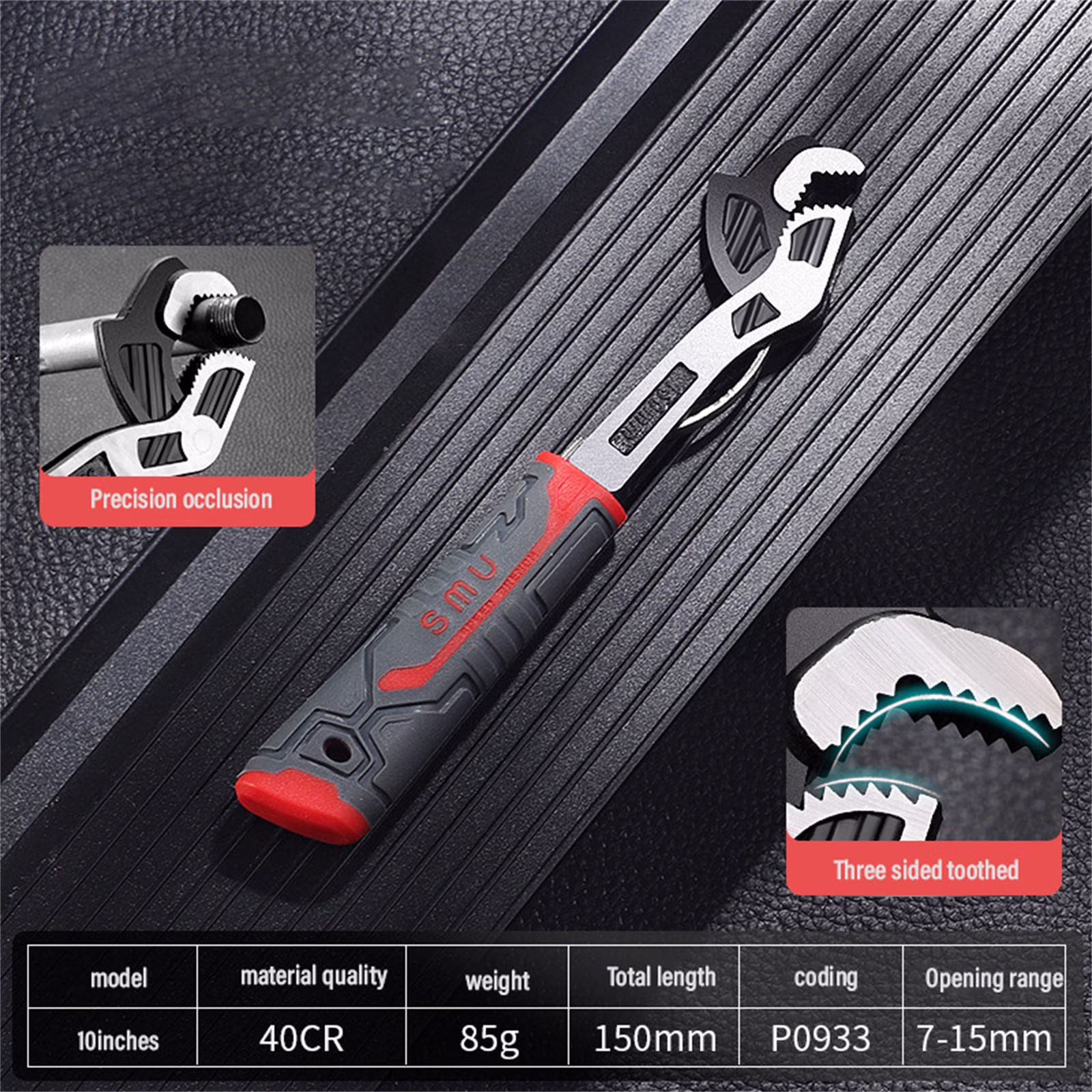 Clearance Multi-Size Universal Adjustable Pipe Wrench Set, CR-V Alloy Steel, One-Handed Auto-Locking, for Plumbing & Mechanical Repairs
