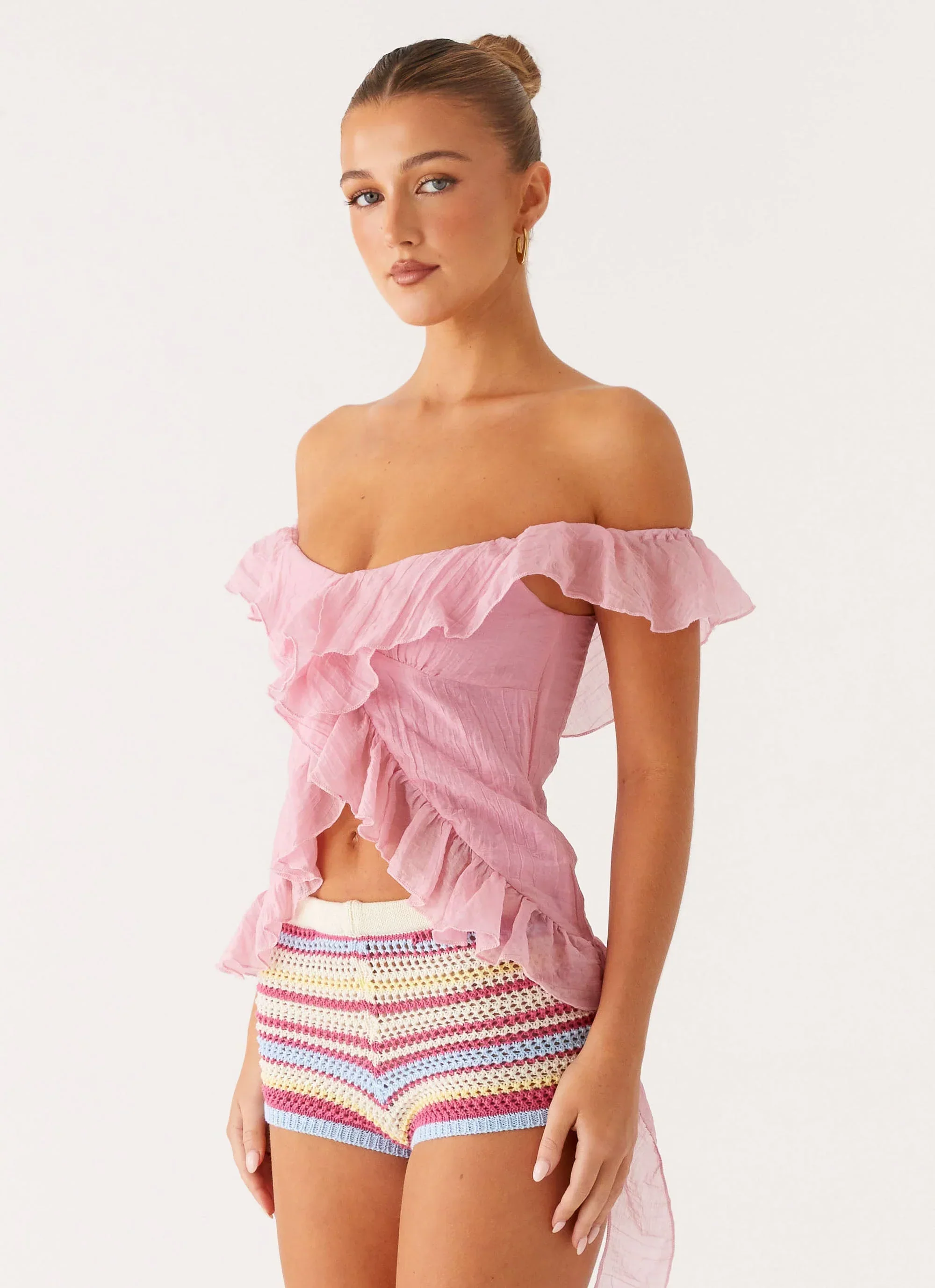 Dylan Off Shoulder Top - Pink