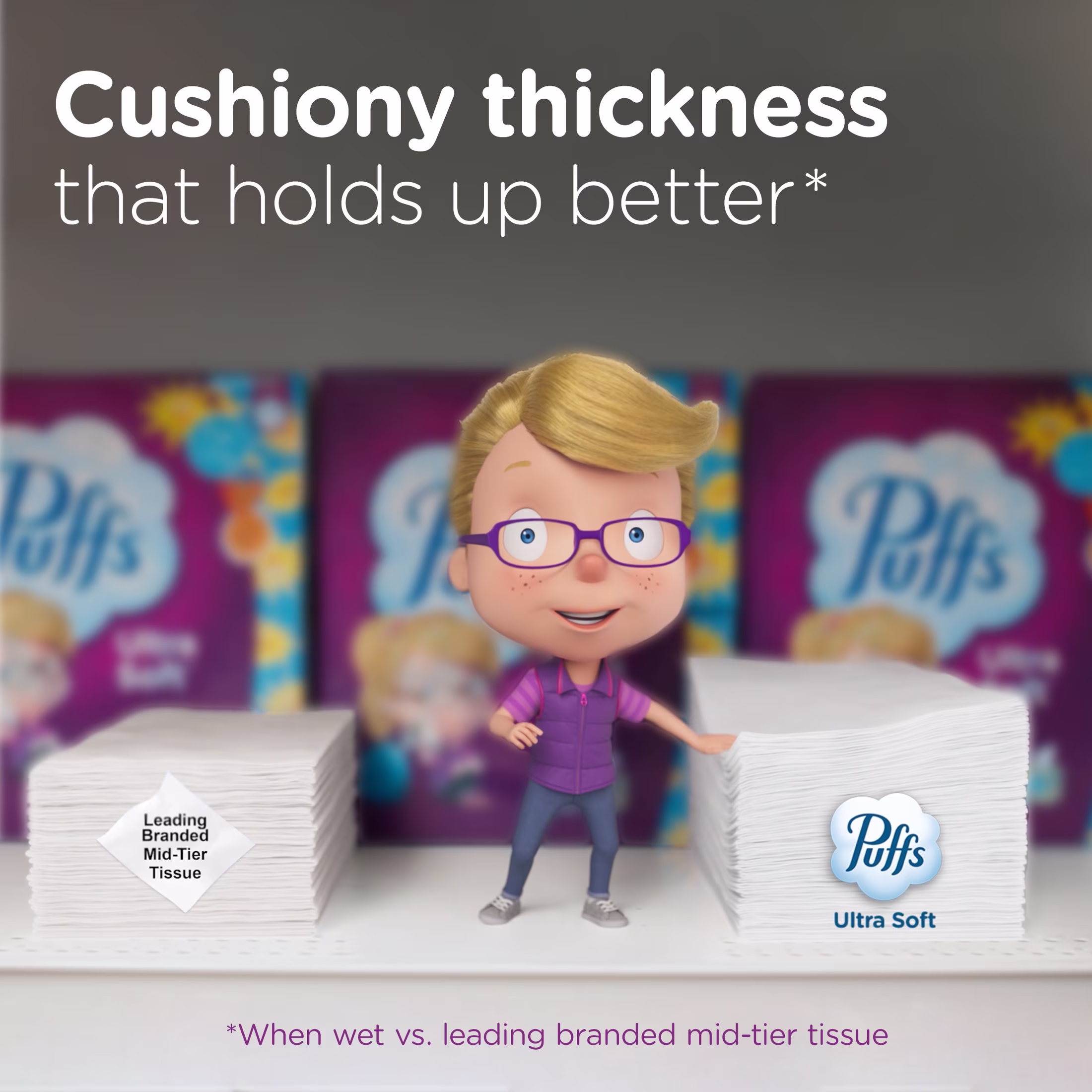Puffs Ultra Soft Non-Lotion Facial Tissue, 1 Mega Cube Box, 72 Facial Tissues per Box