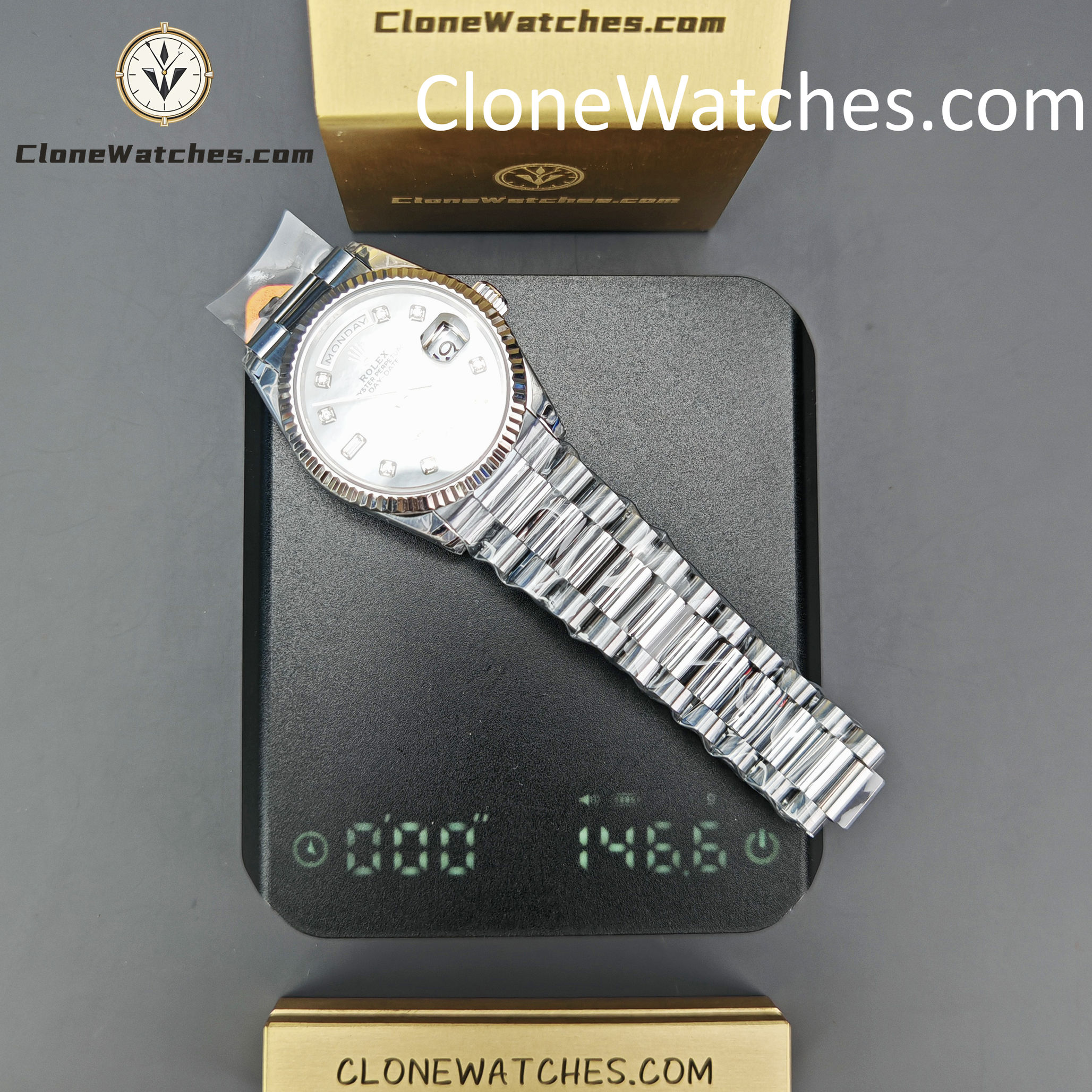 Rolex Super Clone Watches 1:1 Day Date Mother of Pearl Diamond Dial 36 mm m128239 – 0007 3255 Movement