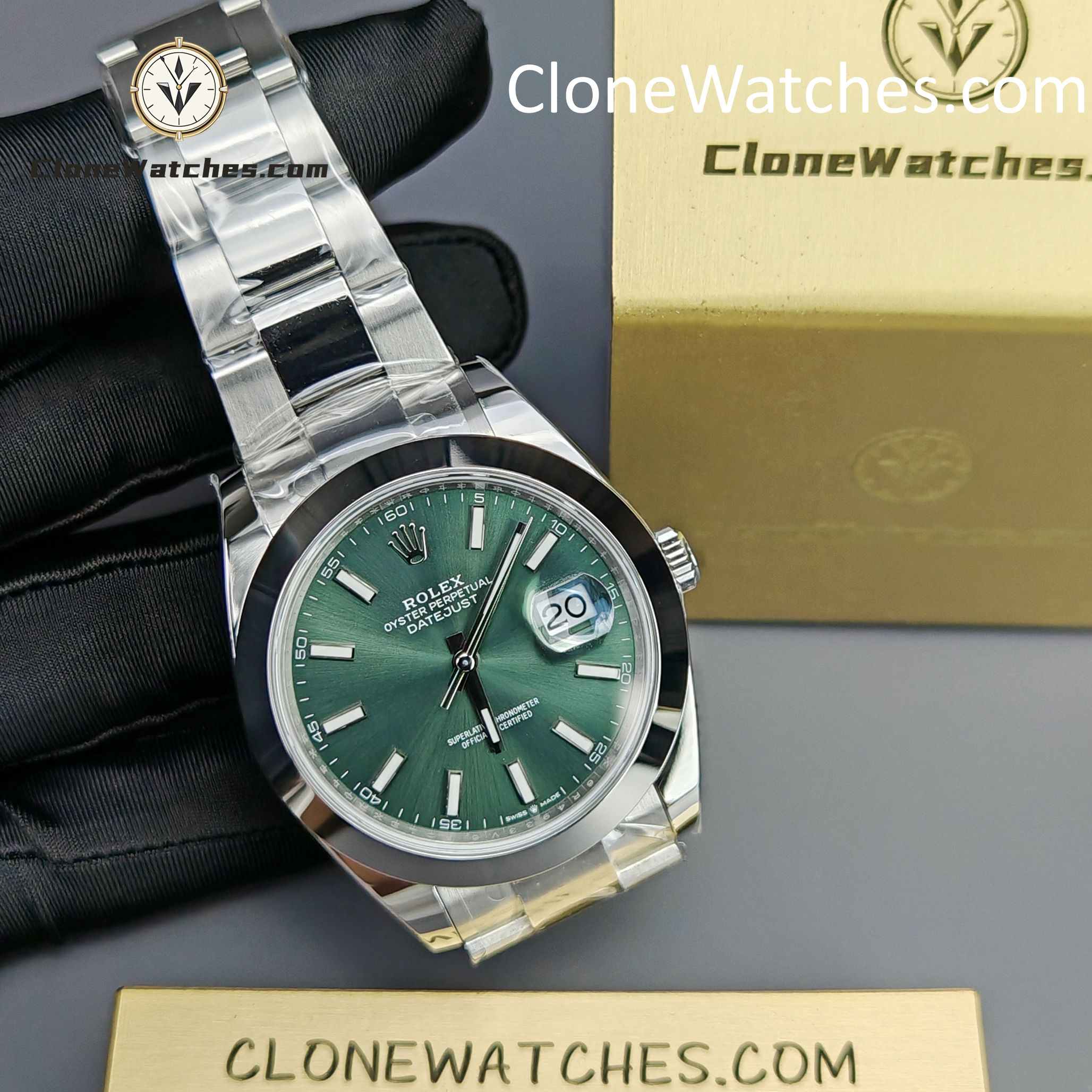 Rolex Super Clone Watches 1:1 DateJust Green Dial M126300 – 0019 41MM Oyster 3235 Movement