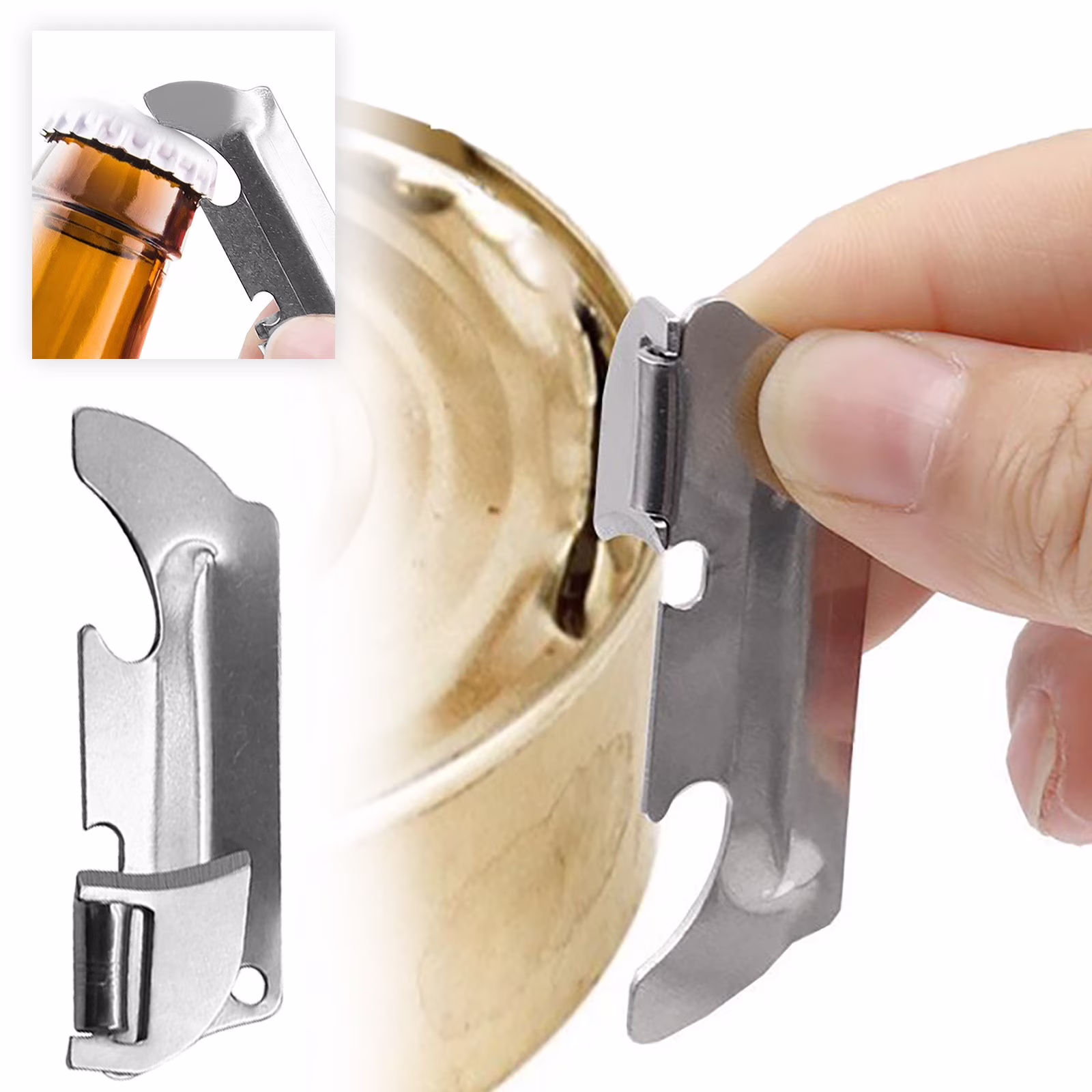 Kaireo Stainless Steel Bottle Opener Can Opener,Easy to Use Can Opener Clearance Stainless Multipurpose Can Opener Folding Portable Can Opener Gadget, 1X Stainless Steel Mini Can Opener Bottle Opener
