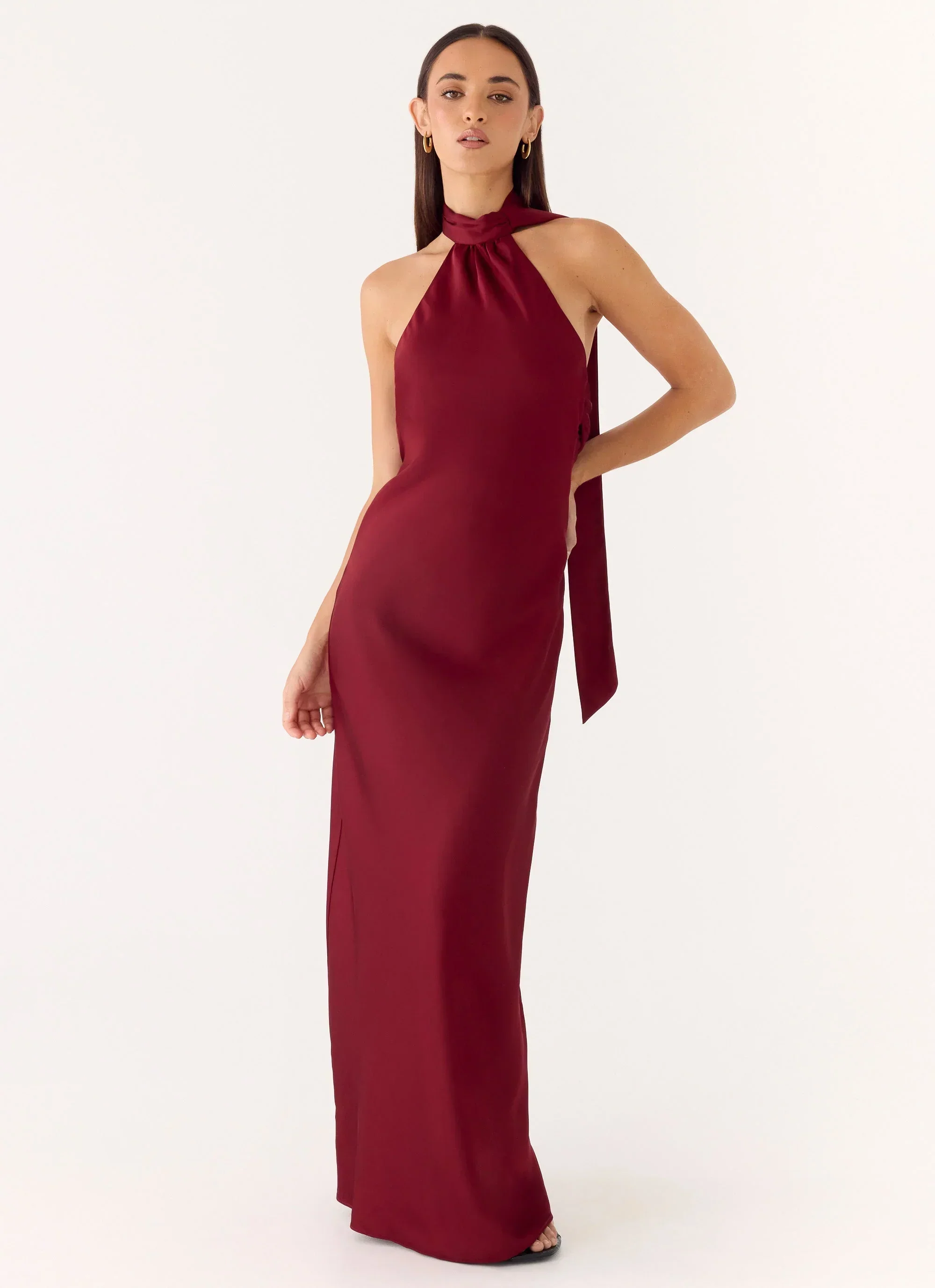 Keena Scarf Maxi Dress - Merlot