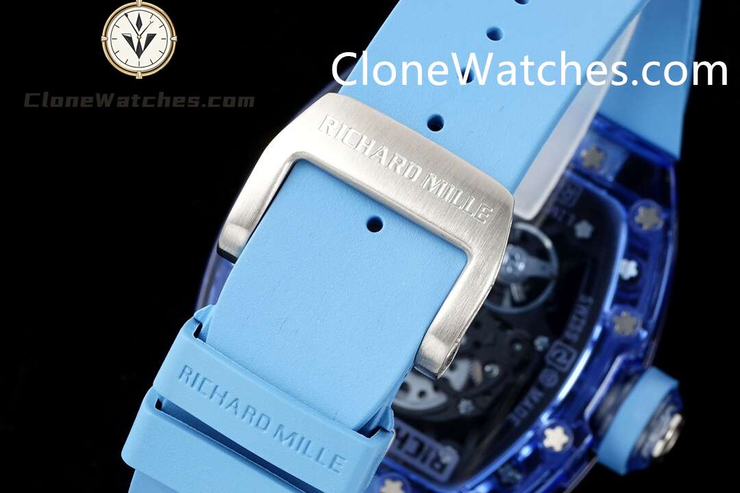 Richard Mille Super Clone Watches 1:1 RM 035 Blue Crystal Tourbillon Blue Strap
