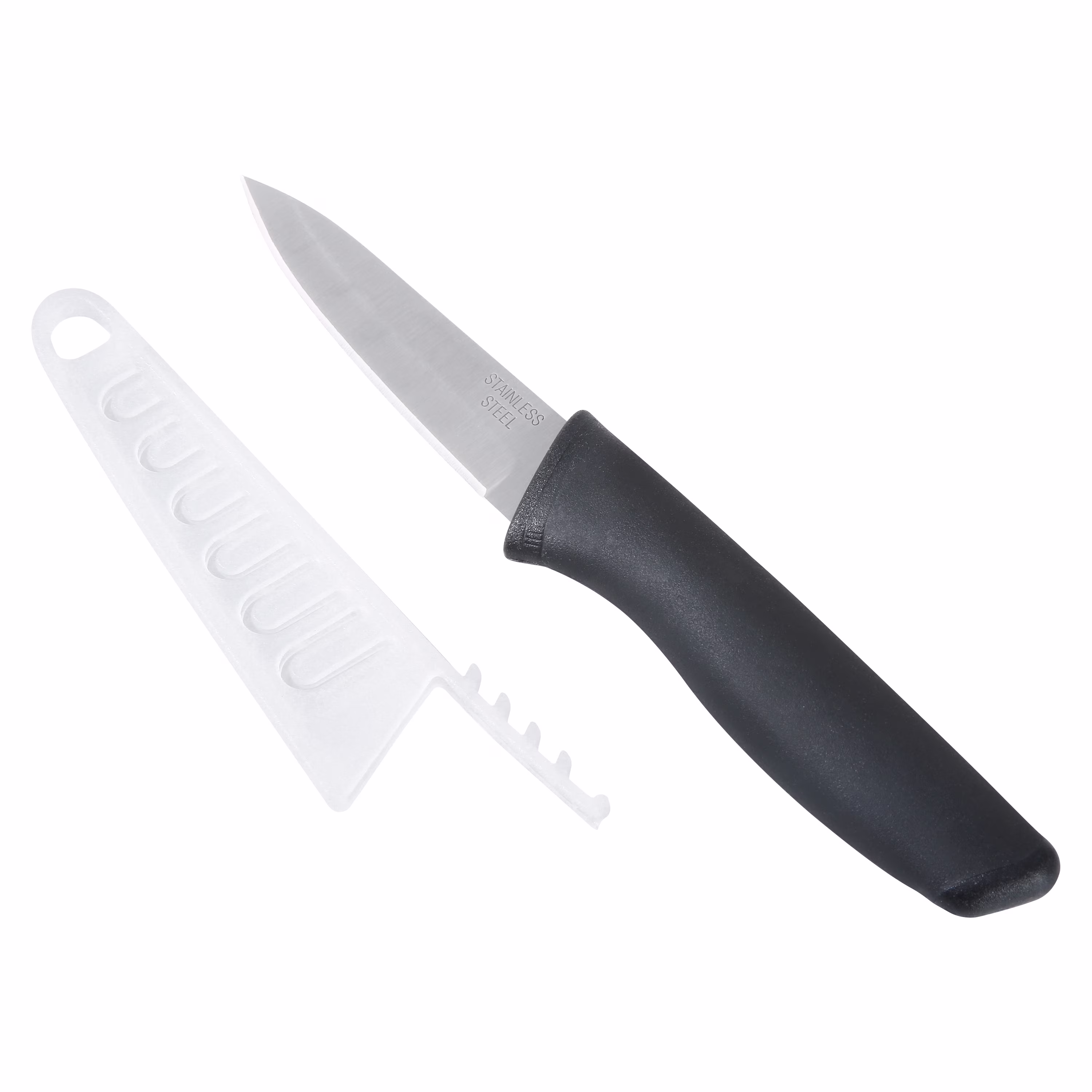 Mainstays 3.5 in Stainless Steel Paring Knife with Soft Grip Black Handle
