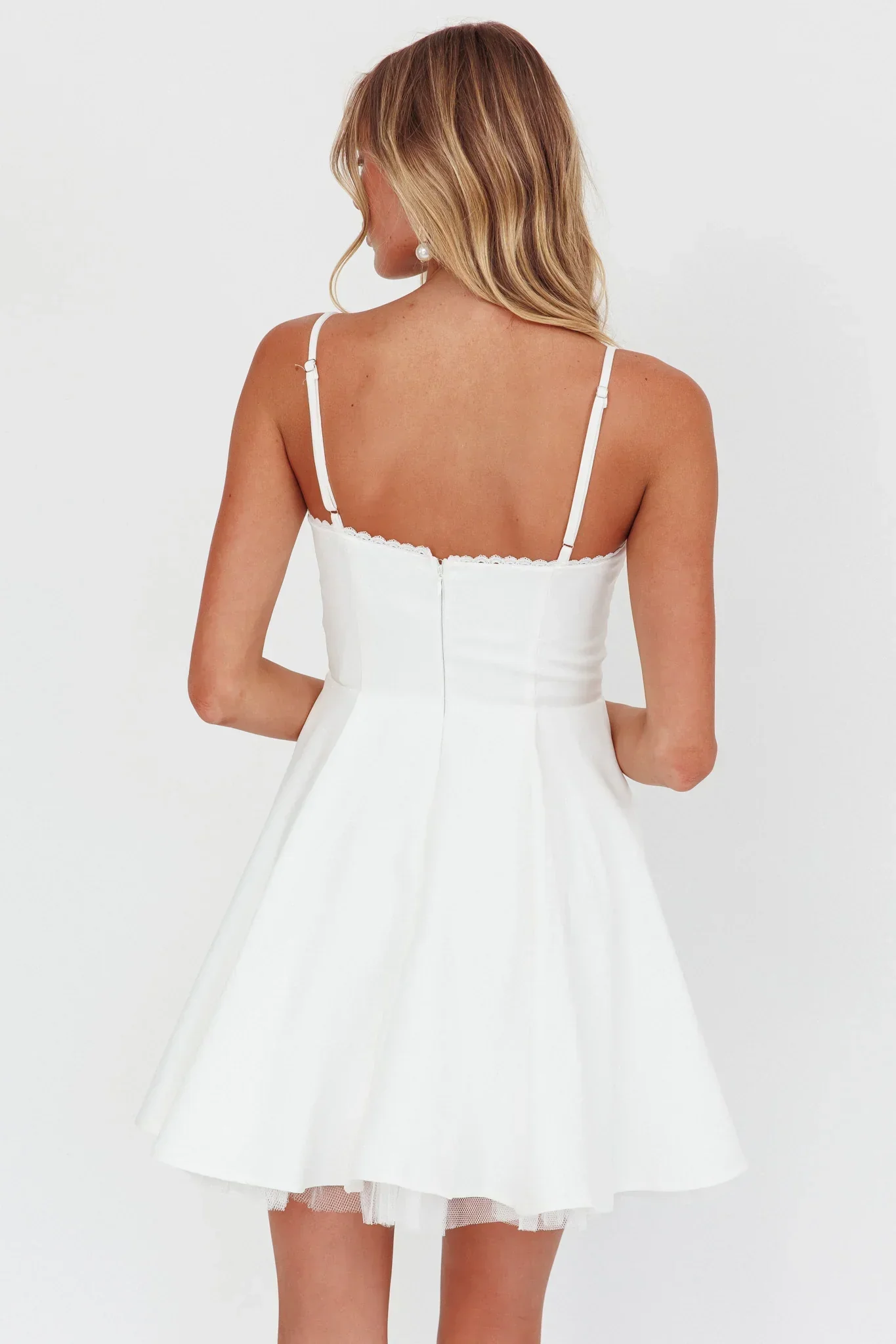 Scully Frill Trim A-Line Mini Dress White