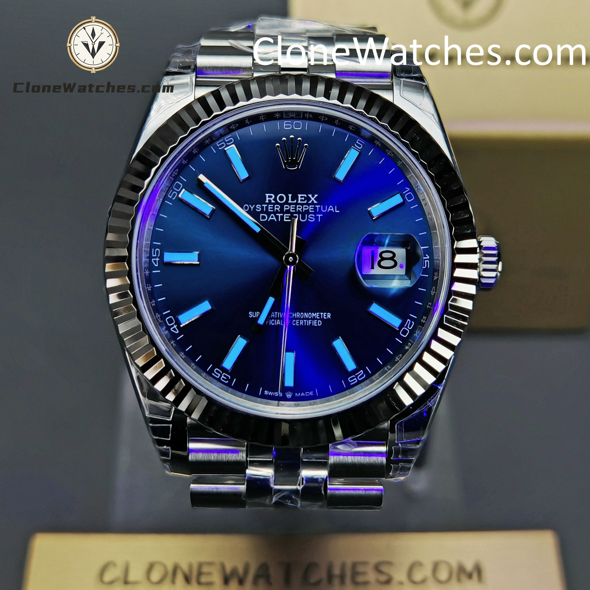 Rolex Super Clone Watches 1:1 DateJust Blue Dial M126334 Jubilee 41MM 3235 Movement
