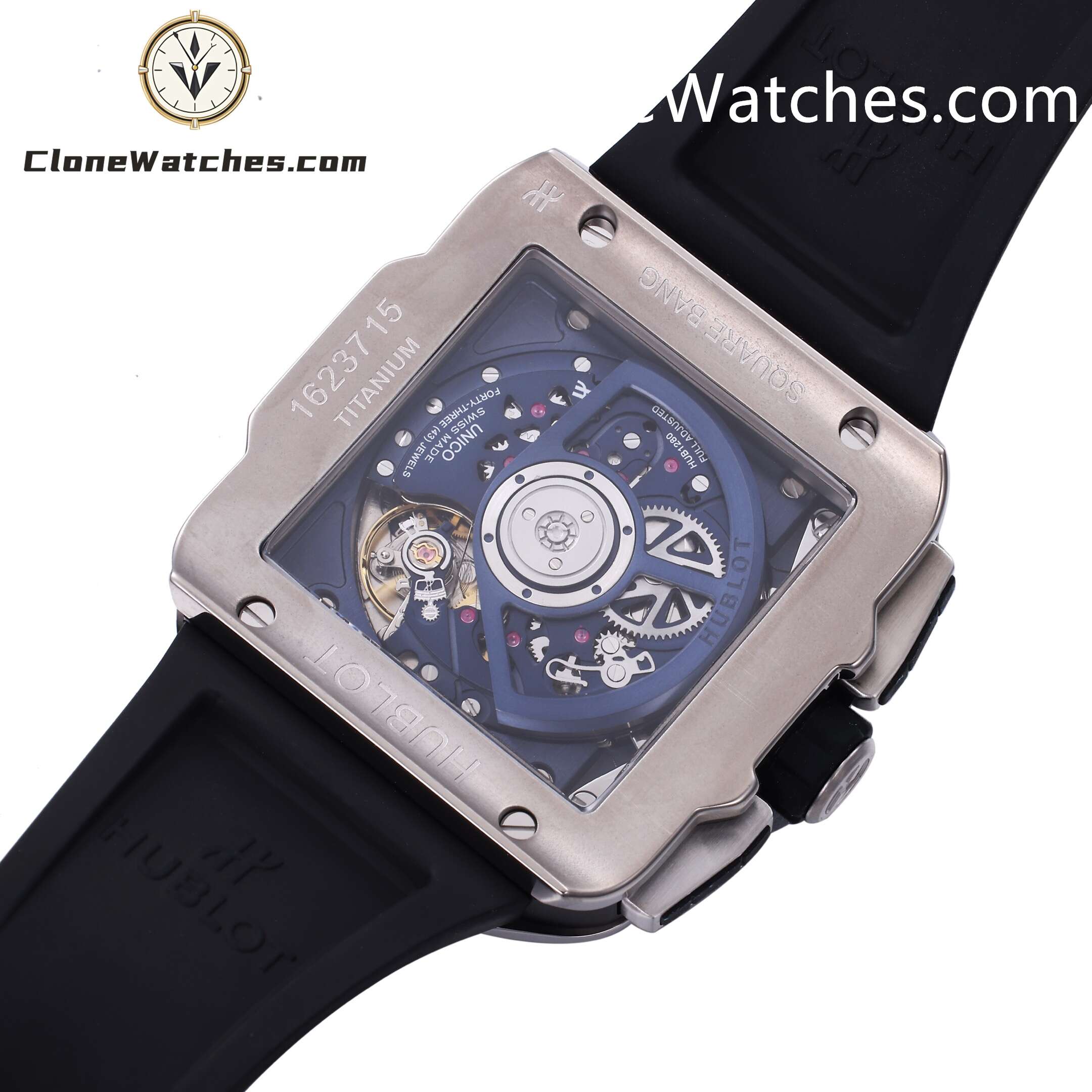 Hublot Super Clone Watches 1:1 Square Bang Unico Titanium Blue Ceramic 42MM 821.NL.5170.RX