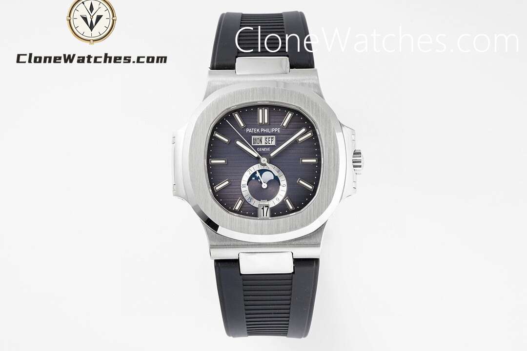 Patek Philippe Super Clone Watches 1:1 Nautilus 5726 Grey Dial Black Rubber Strap