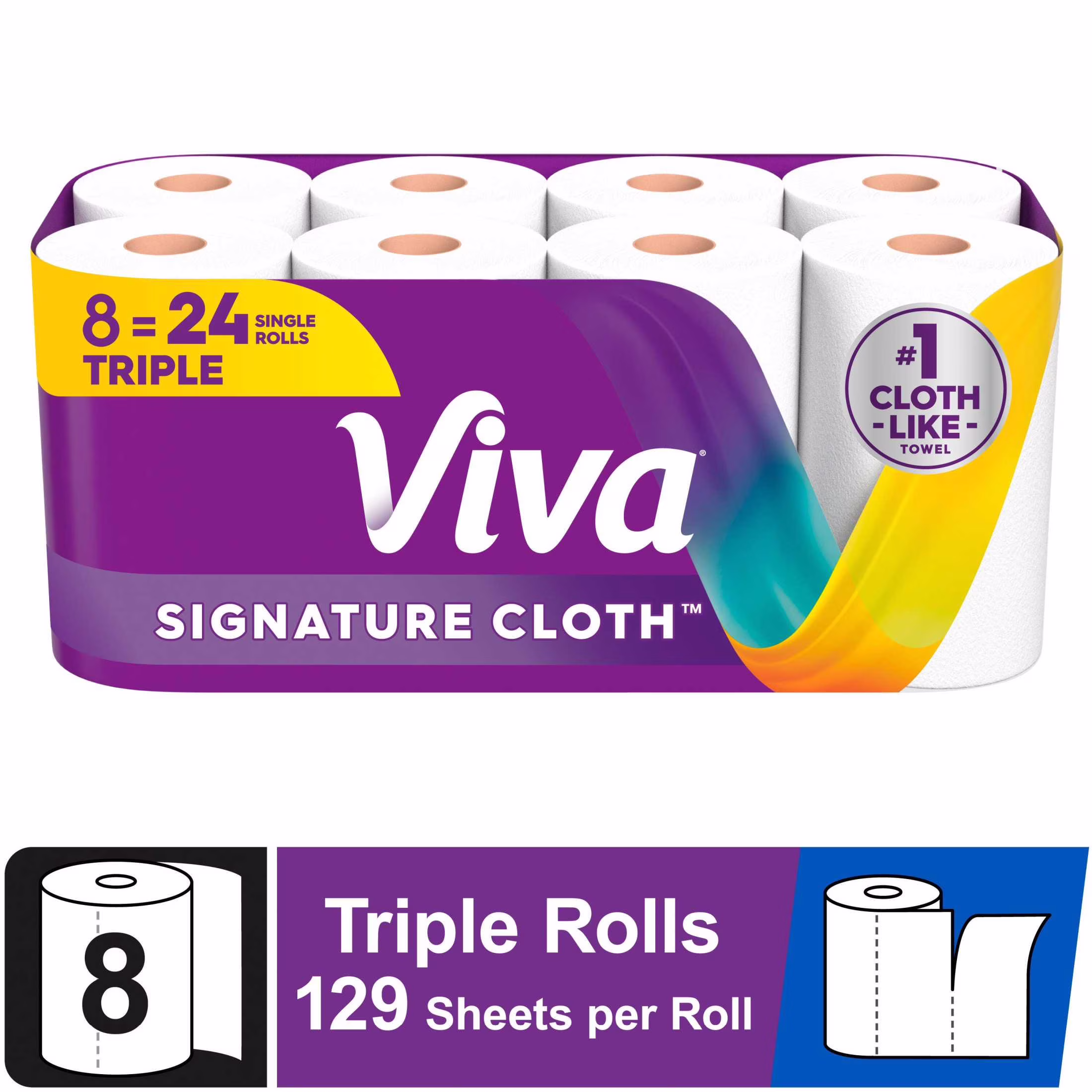 Viva Signature Cloth Paper Towels, 1 Triple Roll, 129 Sheets per Roll